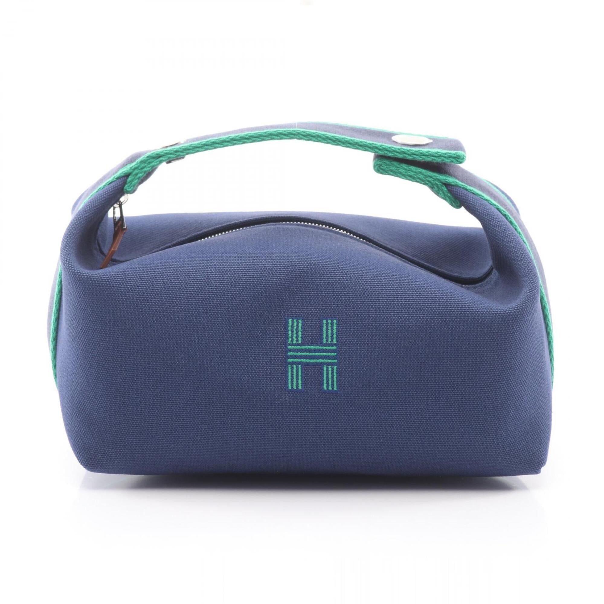 Hermes Green Navy Canvas Handbag (Pre-Owned)