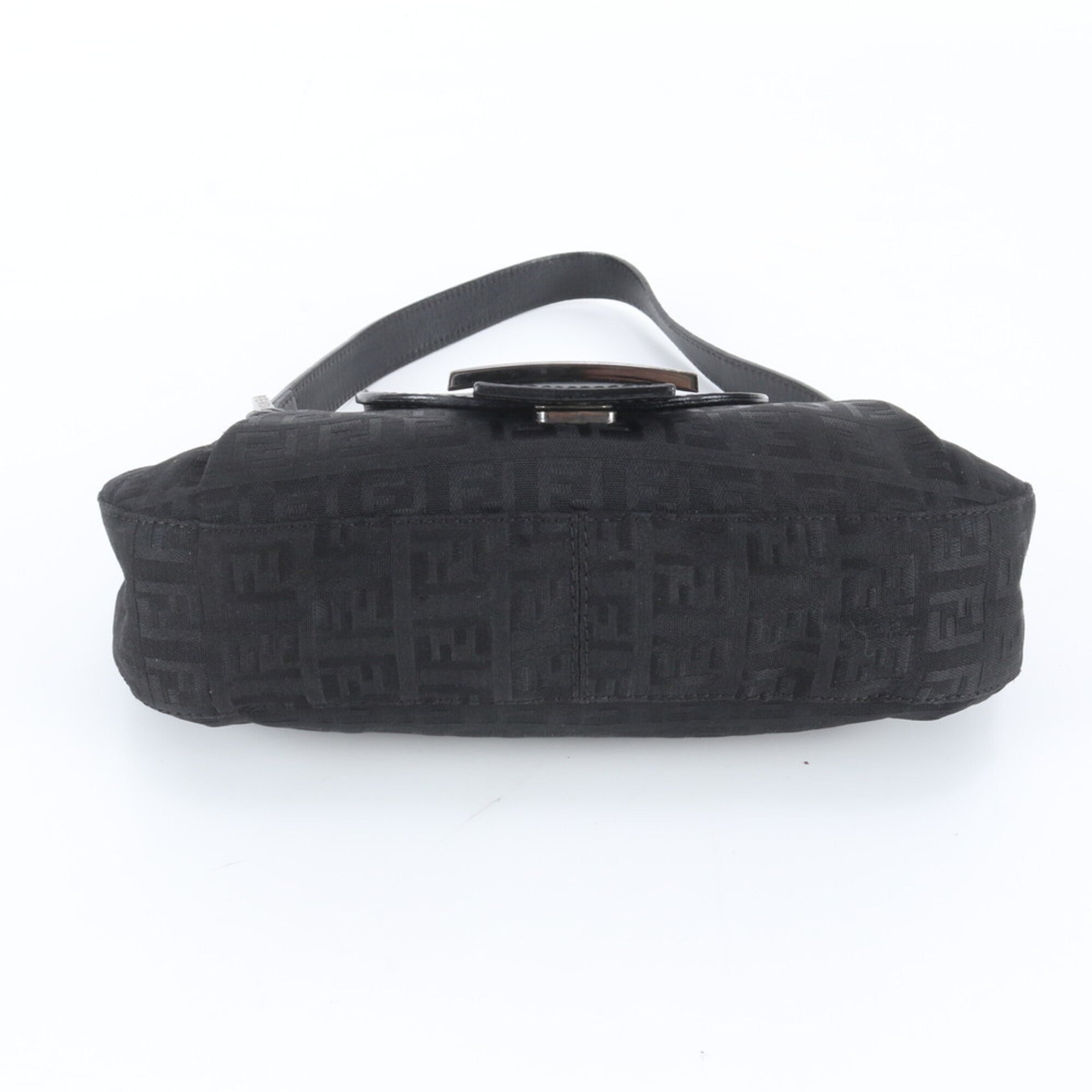 Fendi Black Leather Canvas Handbag Shoulder Bag Tote Bag (Pre-Owned)