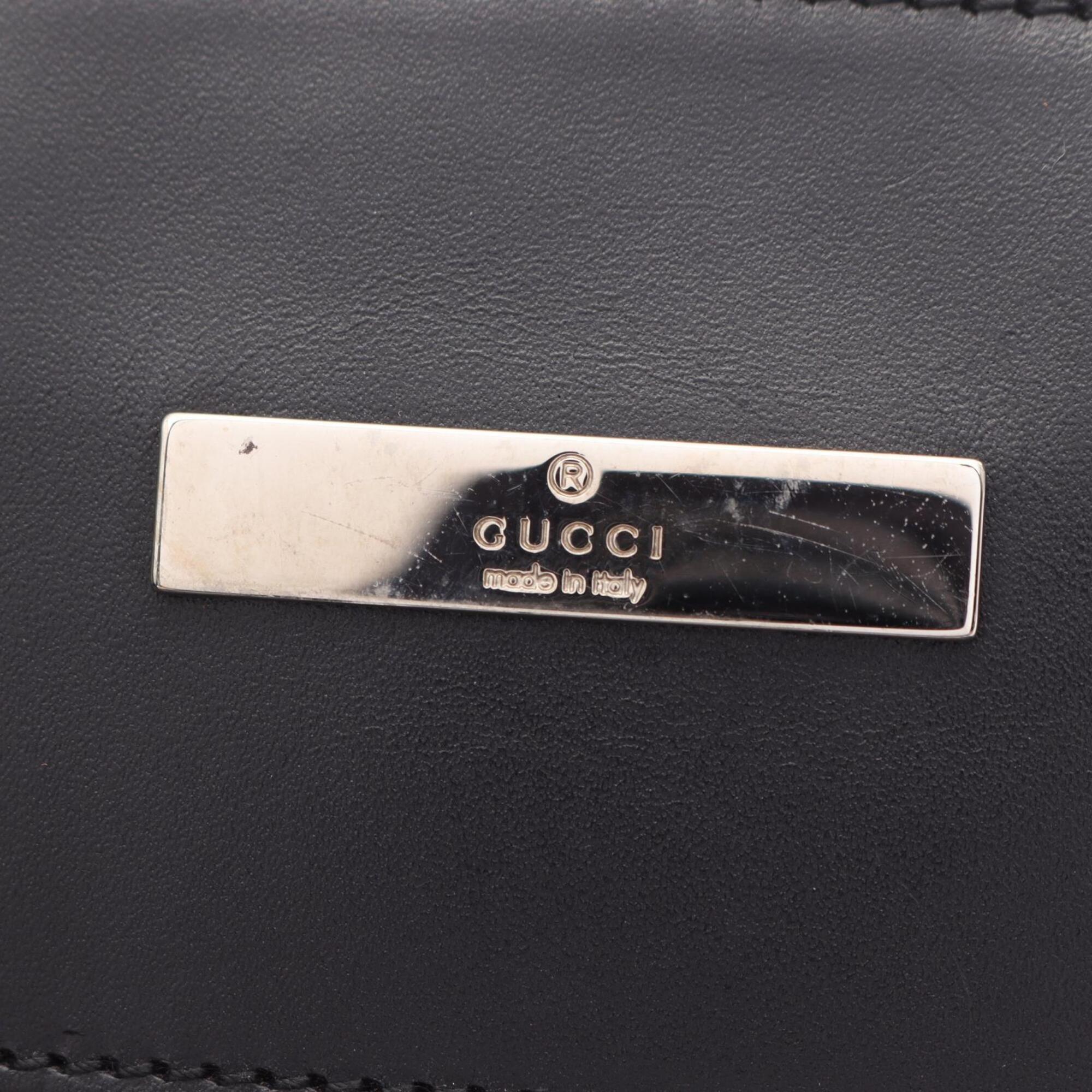 Gucci Black Gg Canvas Leather Handbag Shoulder Bag (Pre-Owned)