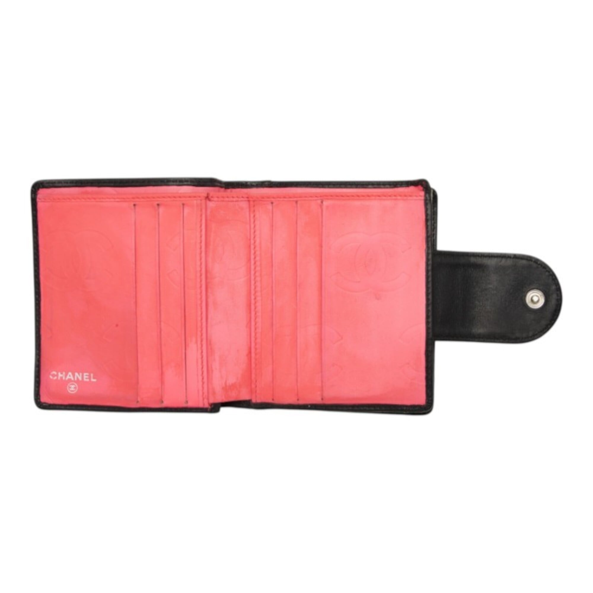 Chanel Black Pink Leather Wallet (Bi-Fold) (Pre-Owned)
