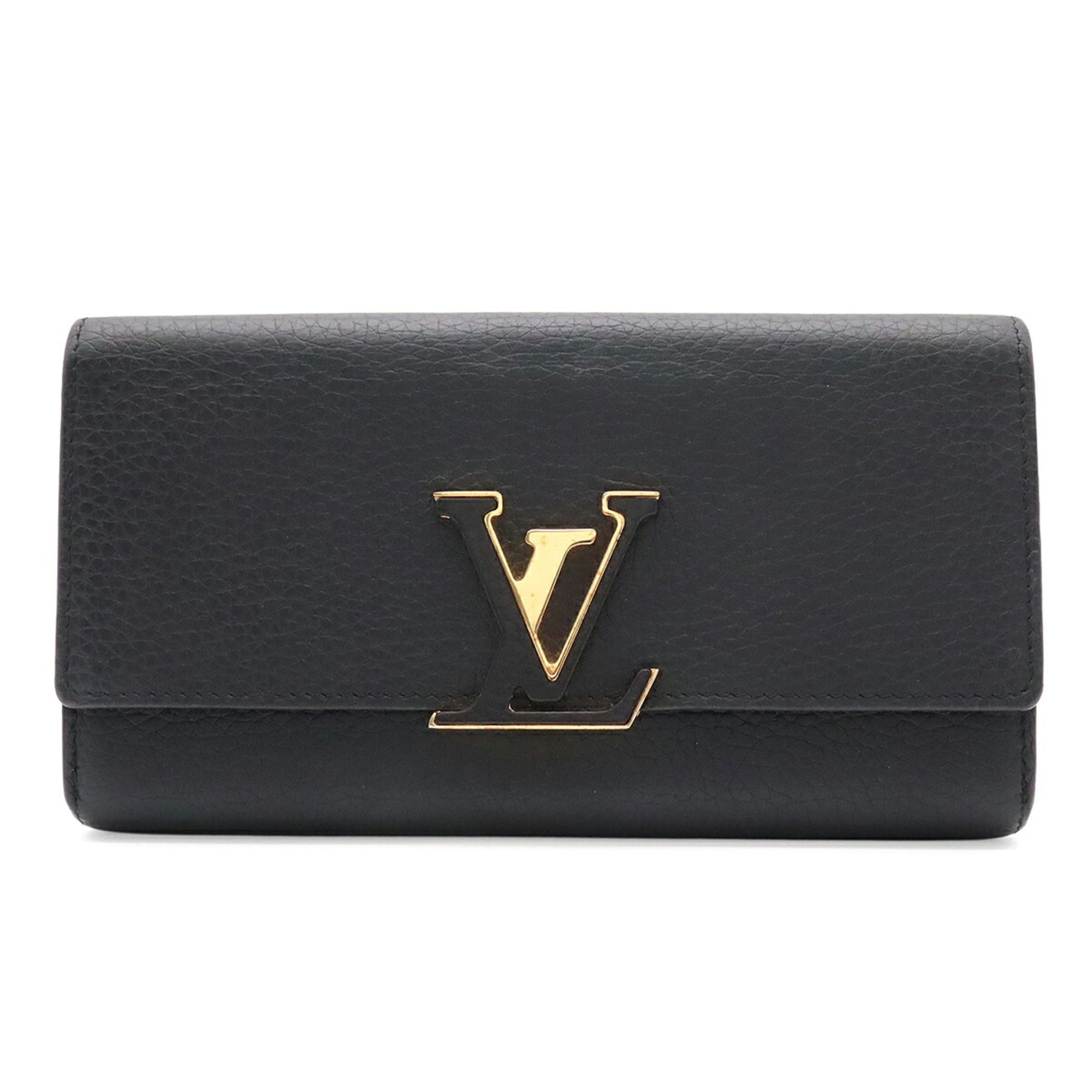 Louis Vuitton Black Fuchsia Noir Leather Long Wallet (Bi-Fold) (Pre-Owned)