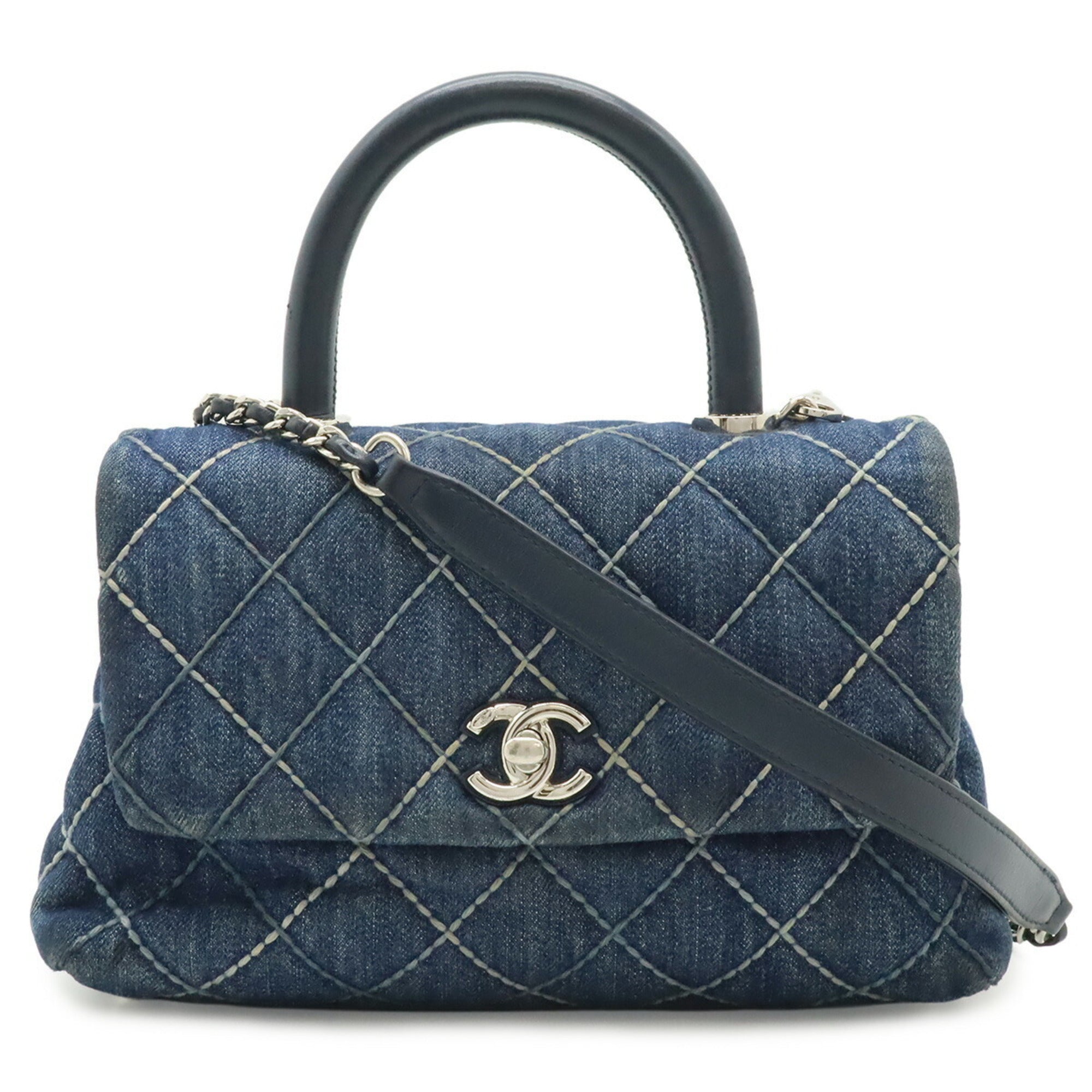 Chanel Wild Stitch Blue Denim Leather Handbag (Pre-Owned)