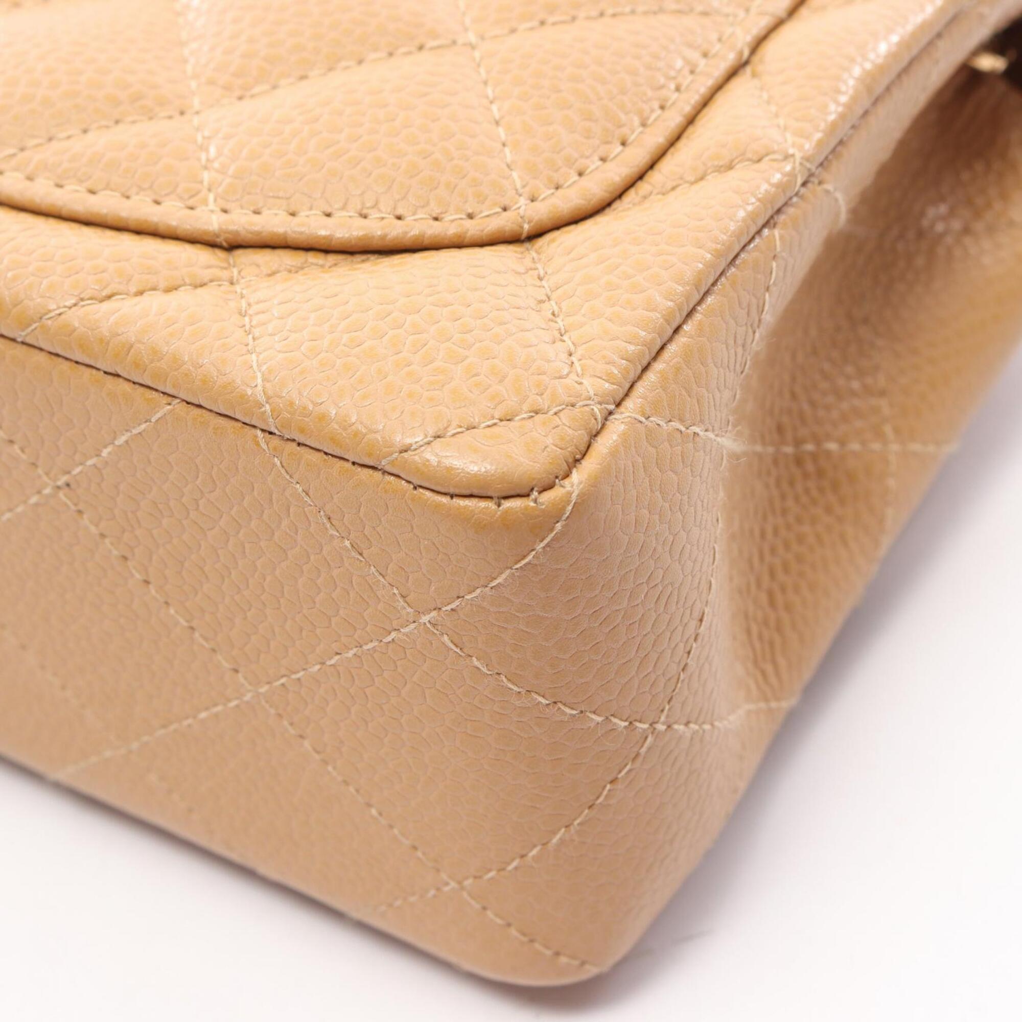 Chanel Beige Grained Calfskin Handbag Shoulder Bag (Pre-Owned)