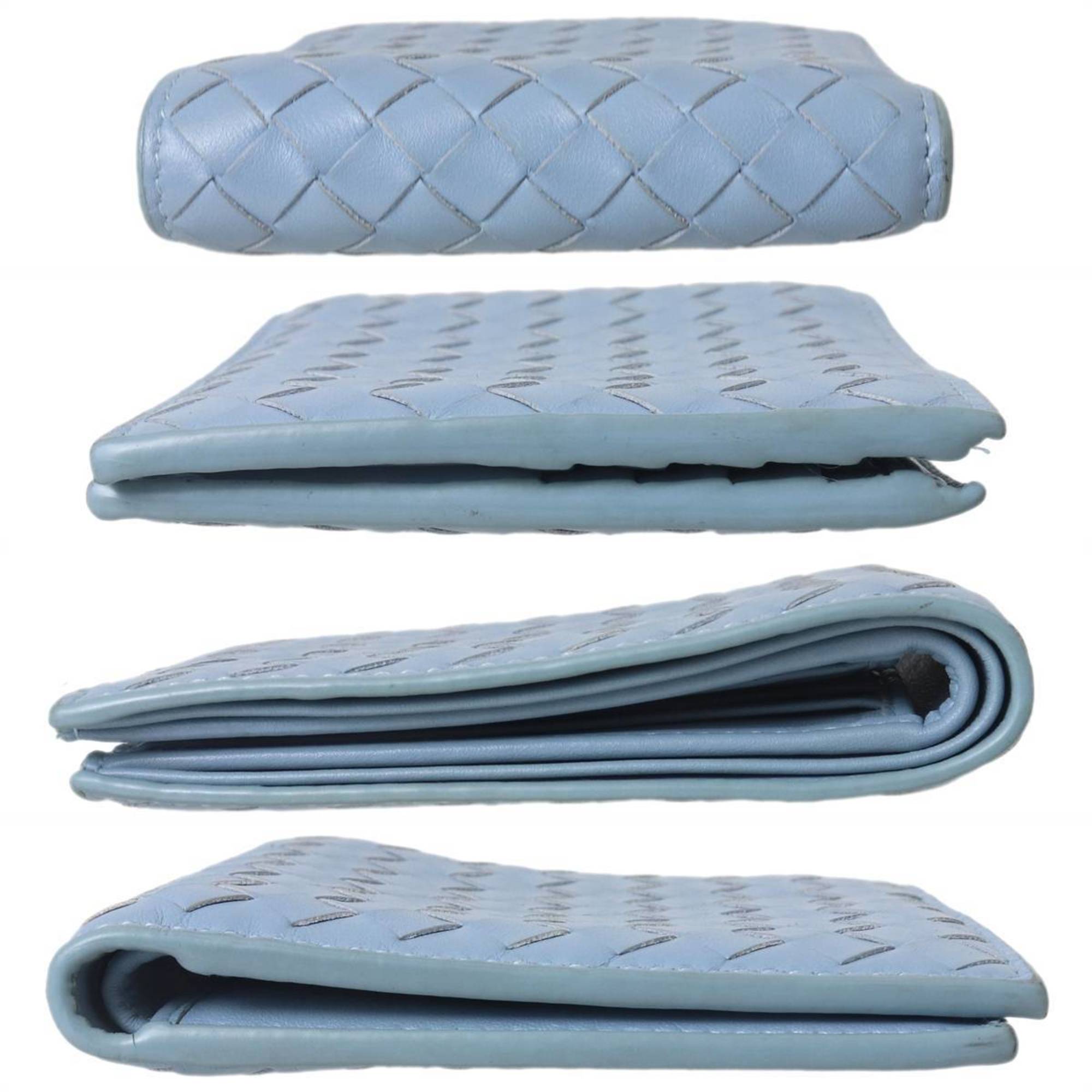 Bottega Veneta Intrecciato Light Blue Wallet (Bi-Fold) (Pre-Owned)