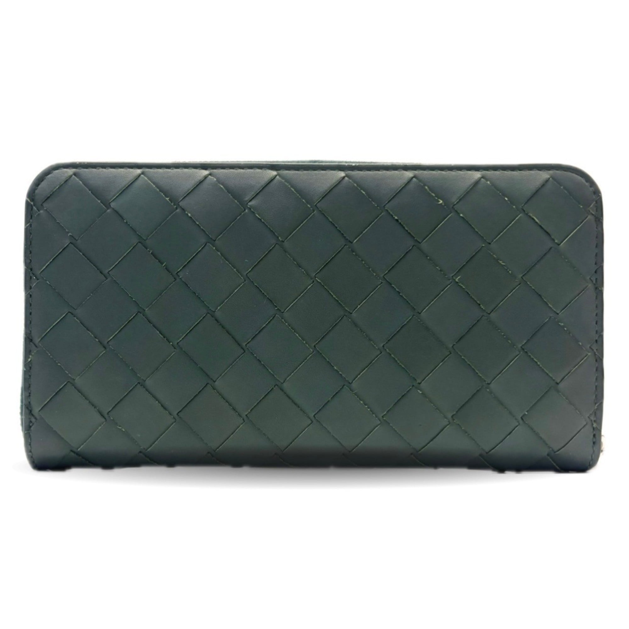 Bottega Veneta Green Leather Long Wallet (Bi-Fold) (Pre-Owned)