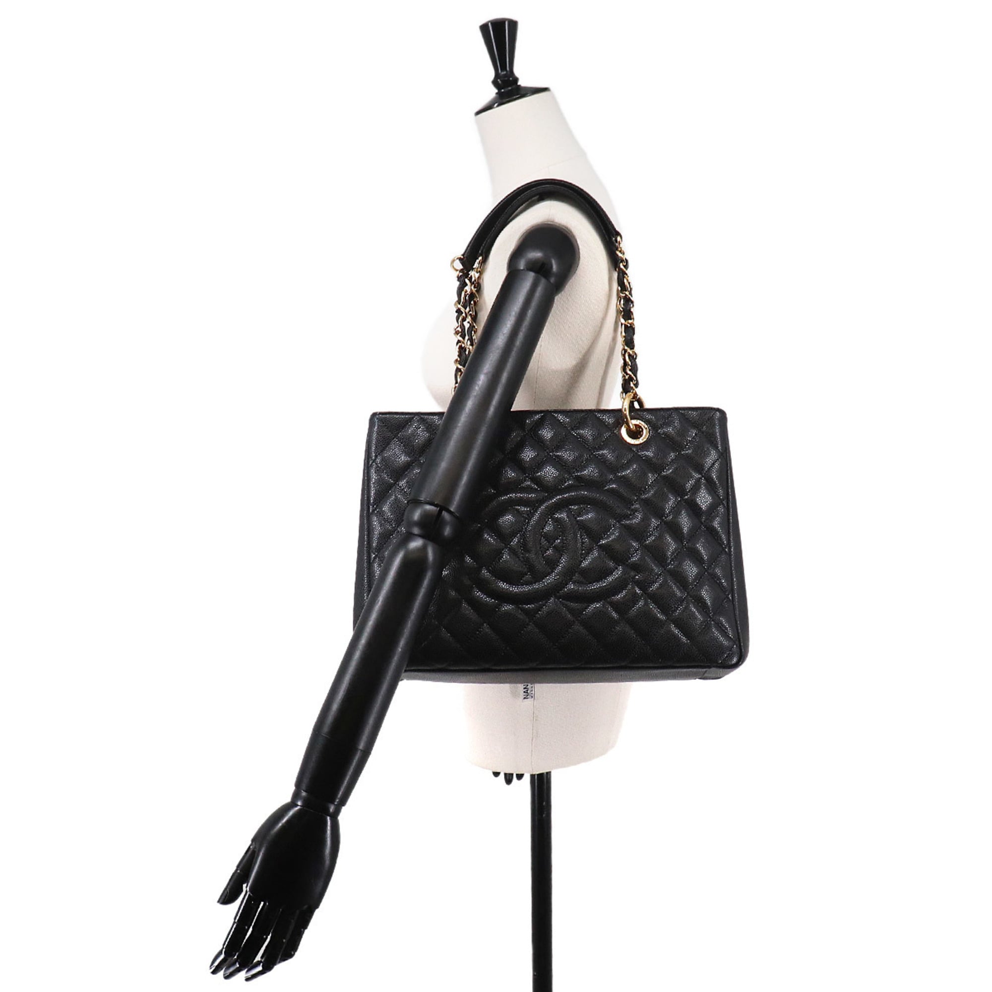 Chanel Black Grained Calfskin Handbag Tote Bag (Pre-Owned)