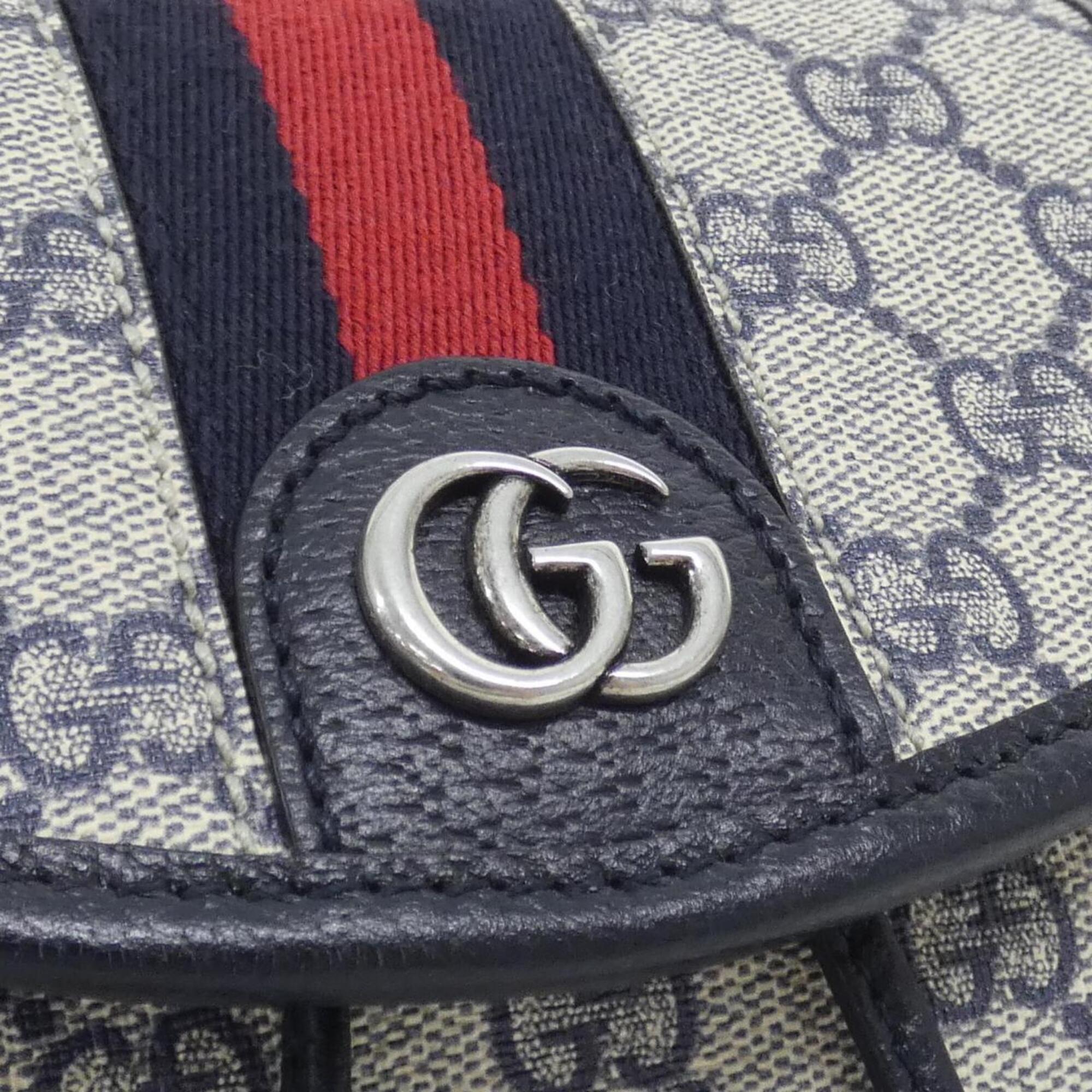 Gucci Beige Blue Gg Supreme Leather Backpack (Pre-Owned)
