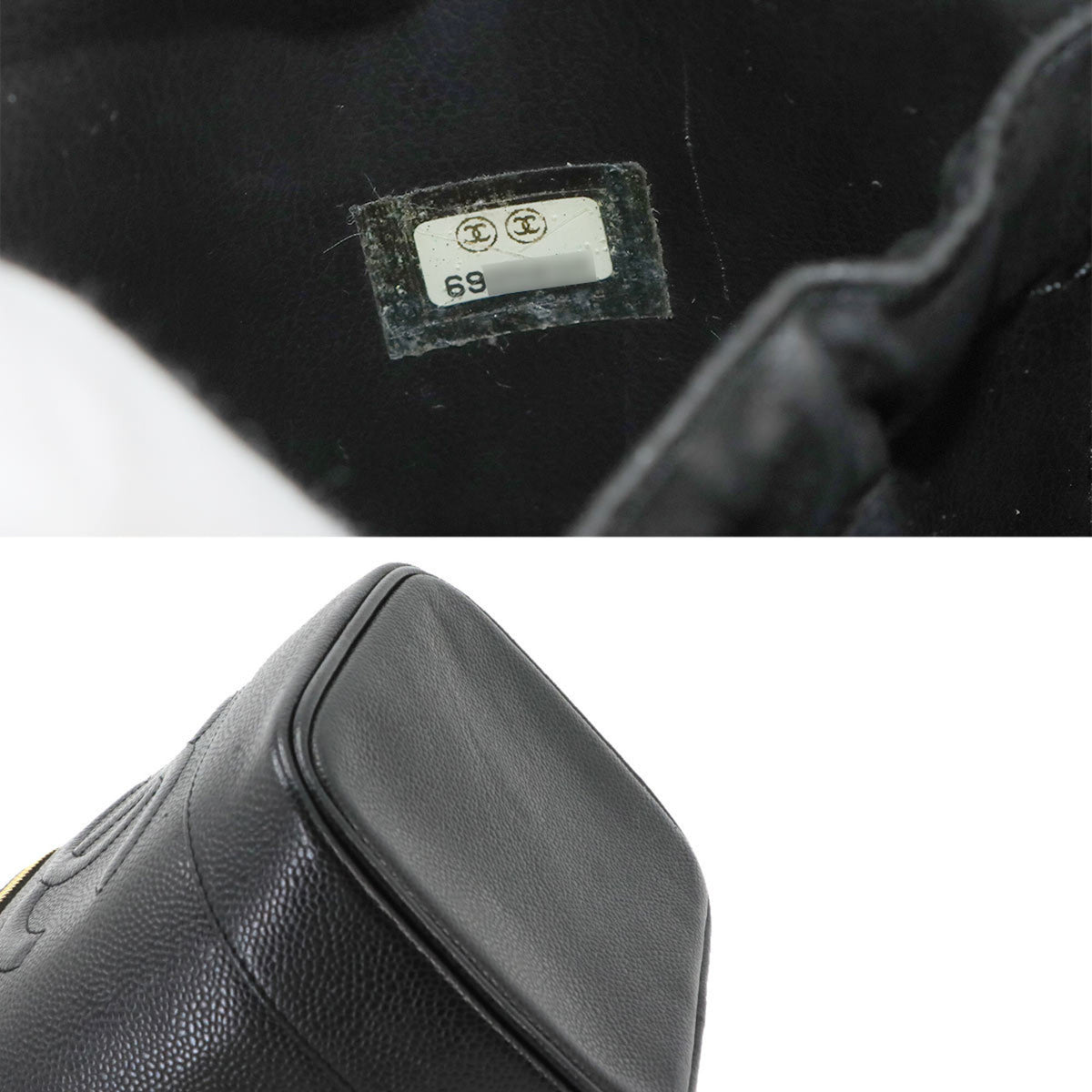 Chanel Black Grained Calfskin Handbag Vanity Bag (Pre-Owned)