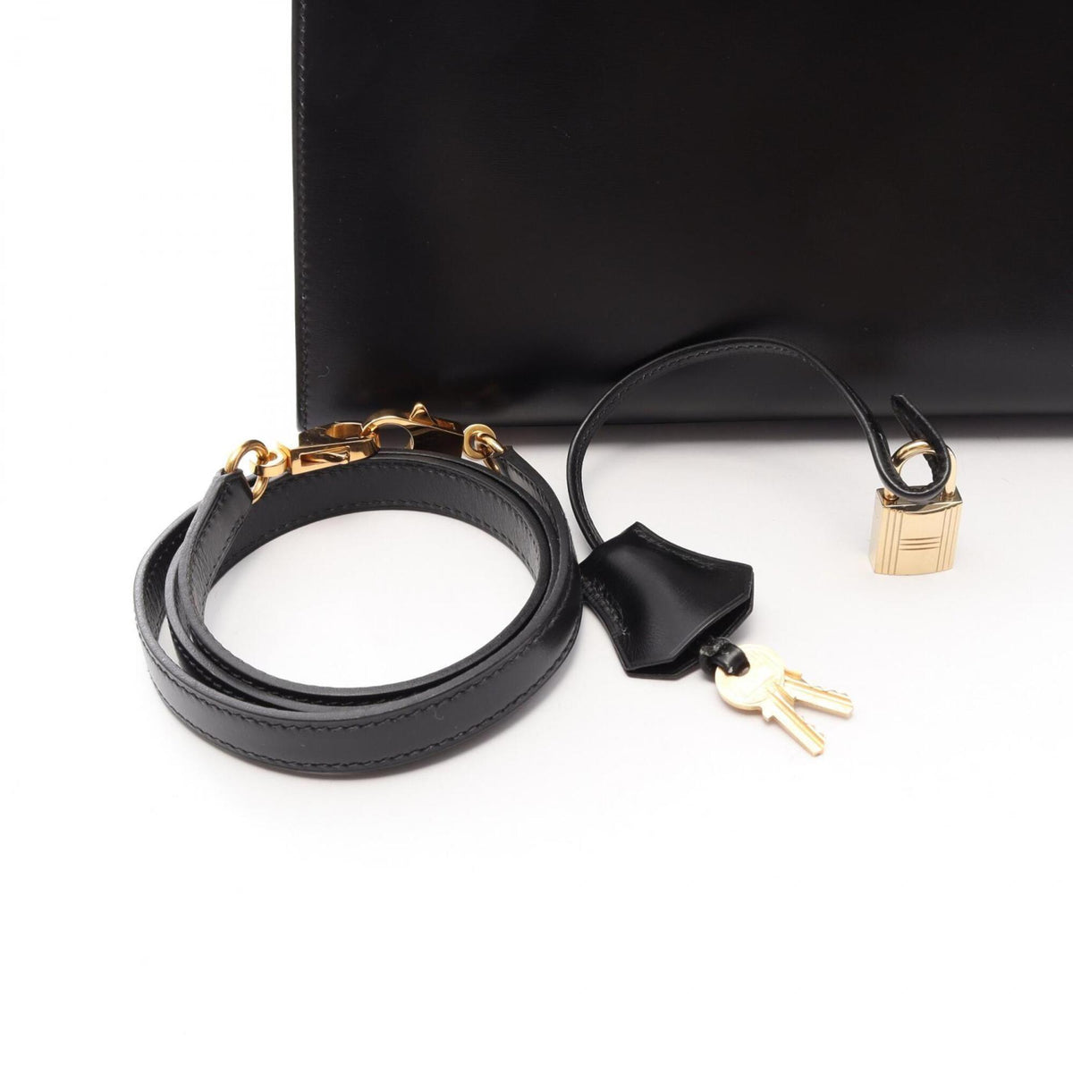 Hermes Black Box Calf Leather Handbag (Pre-Owned)