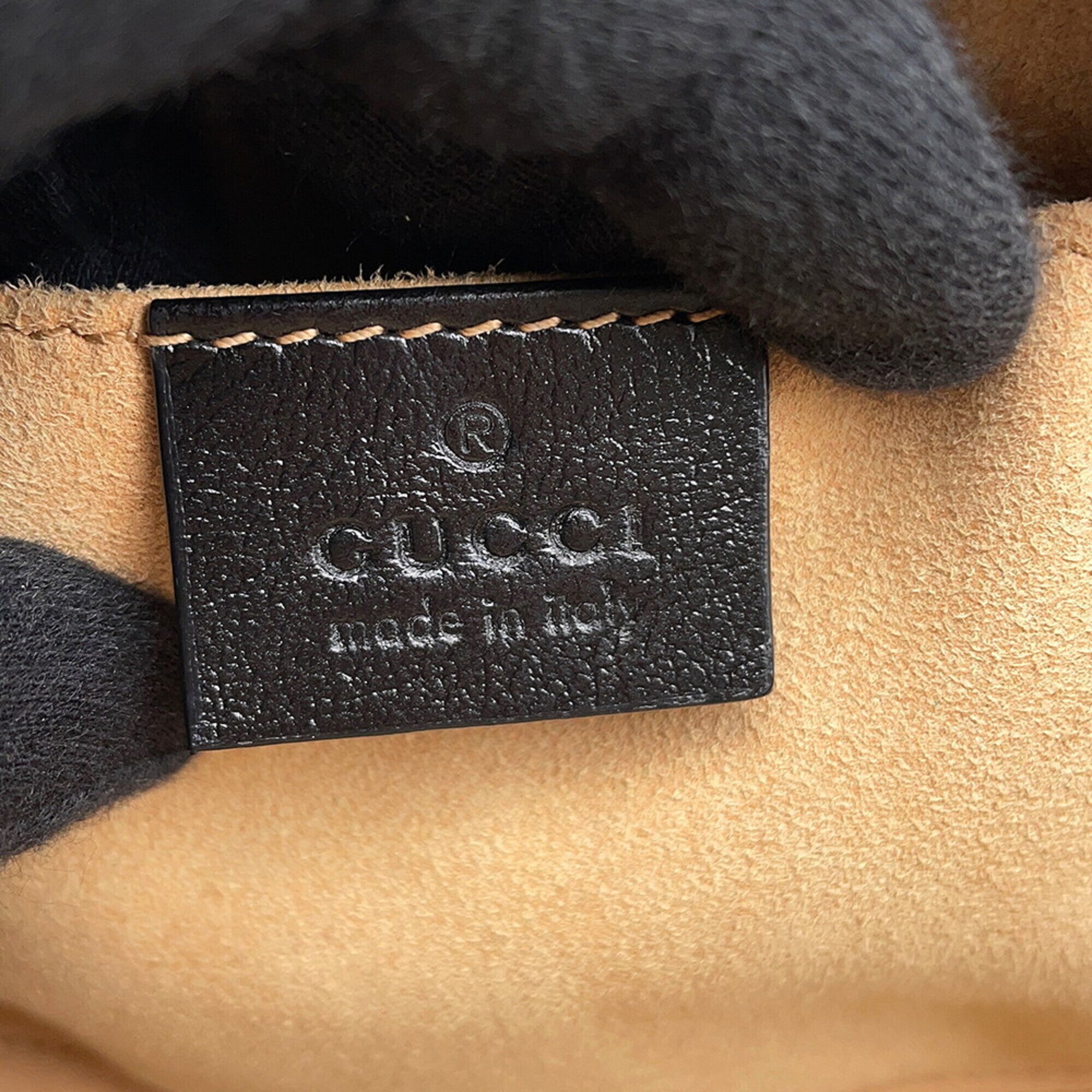 Gucci Beige Black Gg Canvas Handbag Shoulder Bag (Pre-Owned)