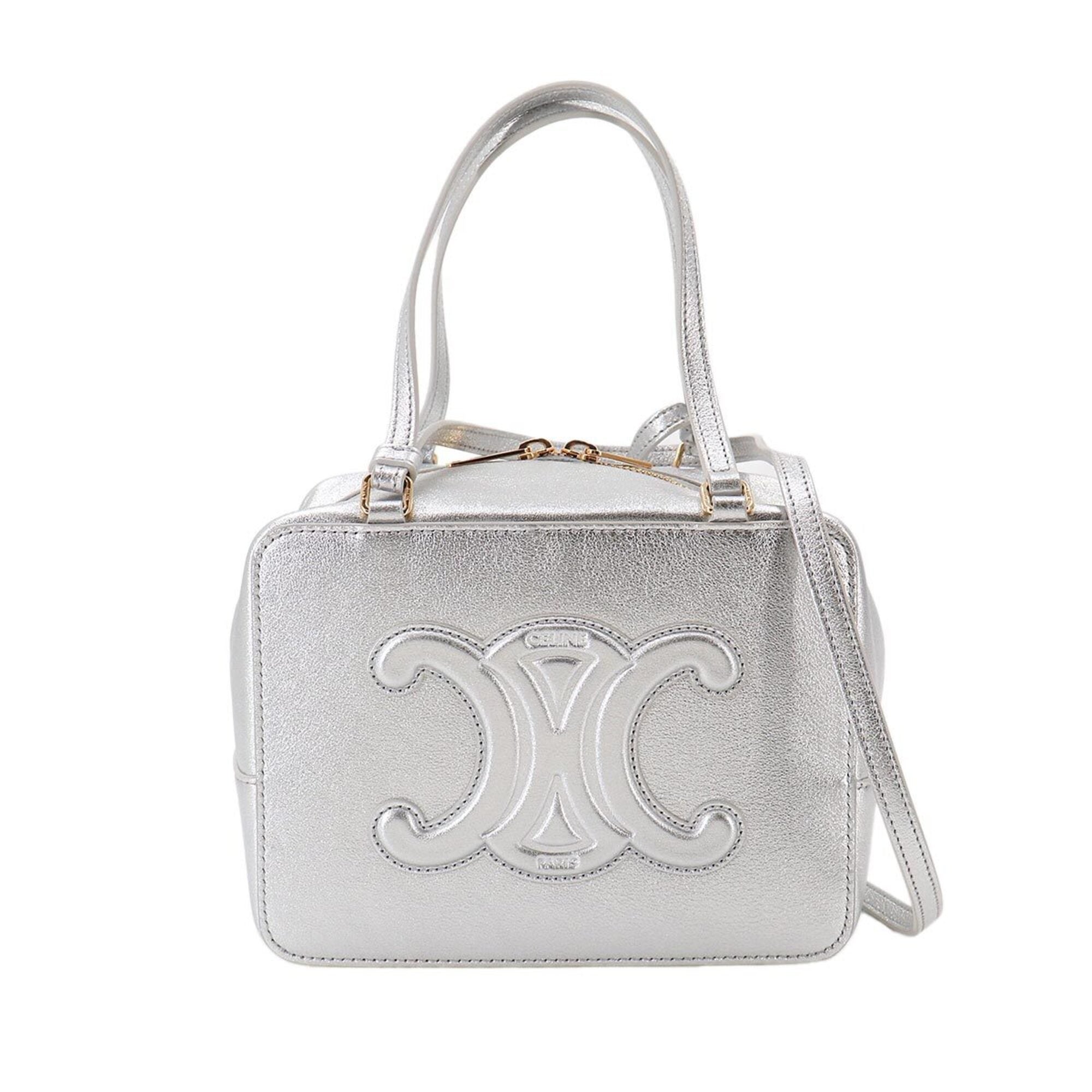 Celine Metallic Silver Leather Handbag Shoulder Bag (Pre-Owned)