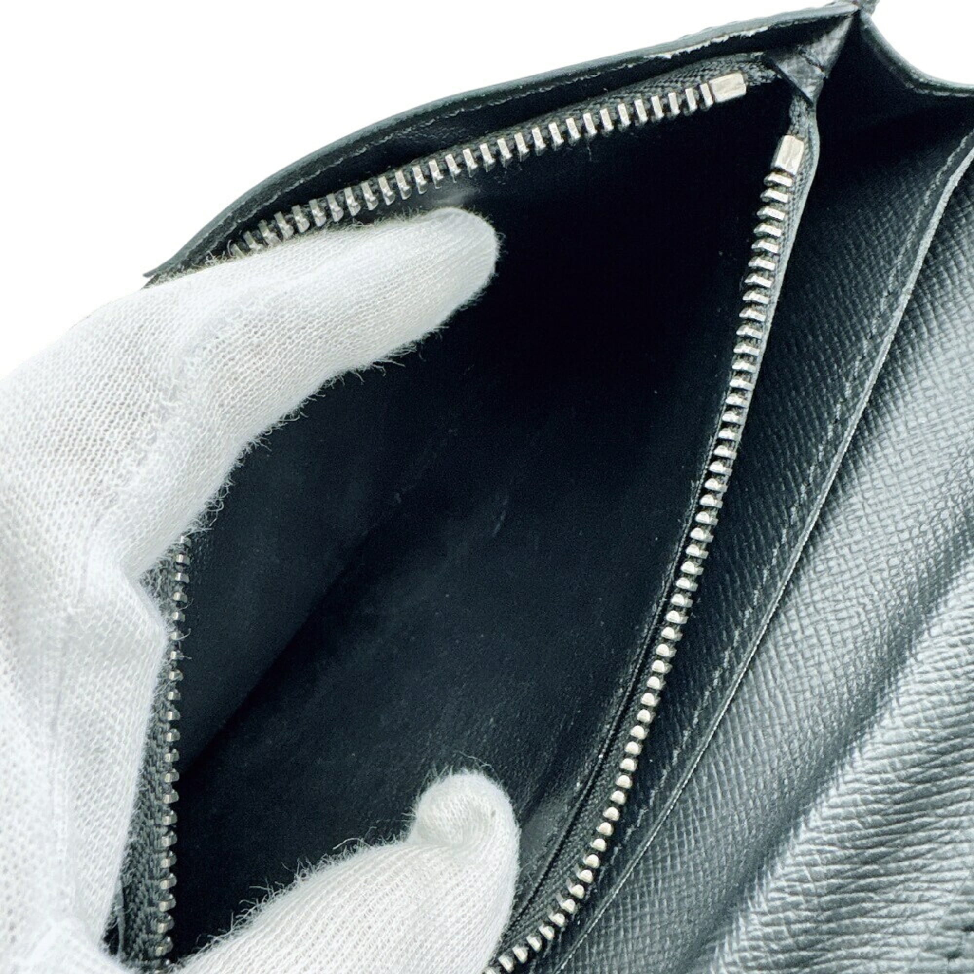 Louis Vuitton Monogram Eclipse Black Leather Long Wallet (Bi-Fold) (Pre-Owned)