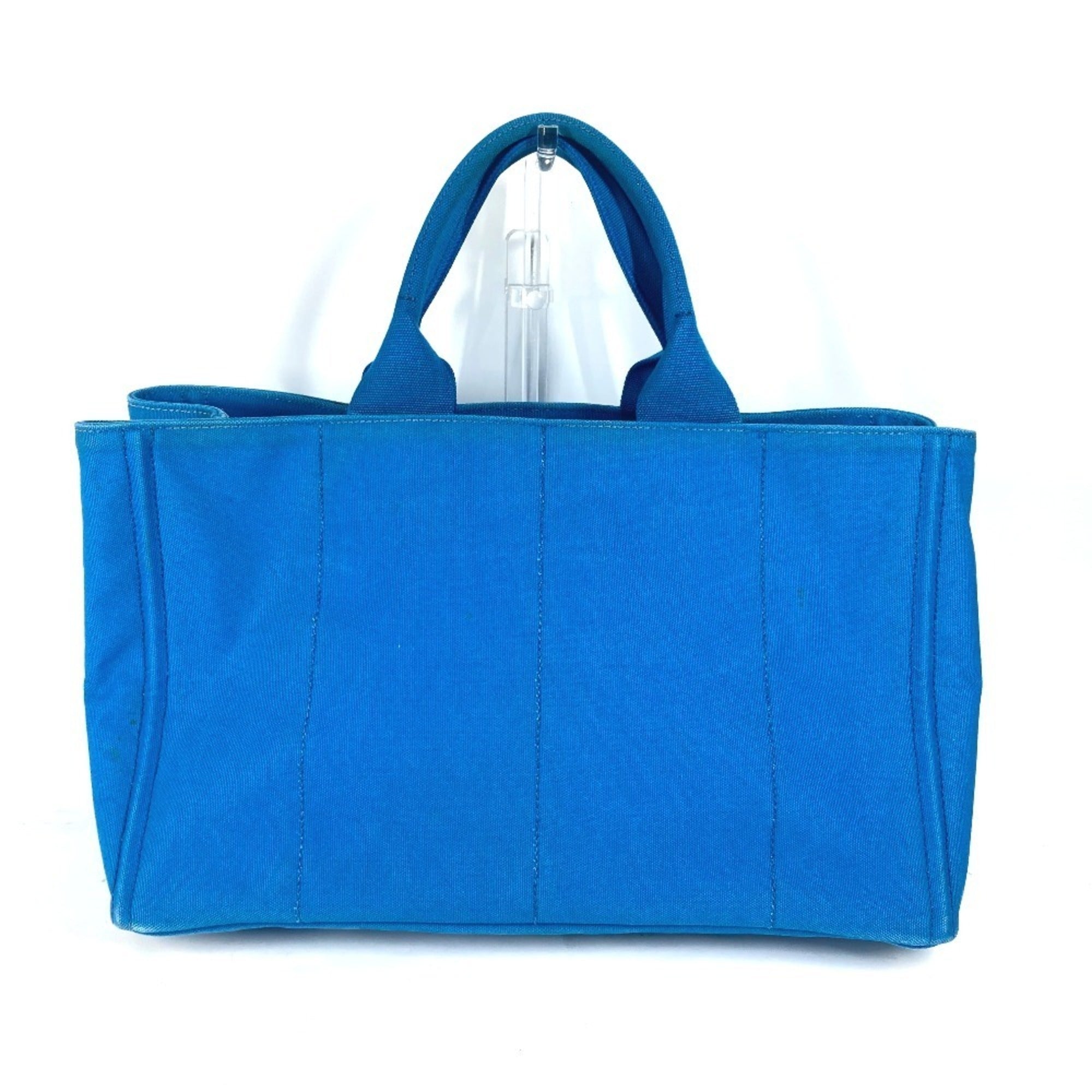 Prada Blue White Canvas Shoulder Bag Tote Bag (Pre-Owned)