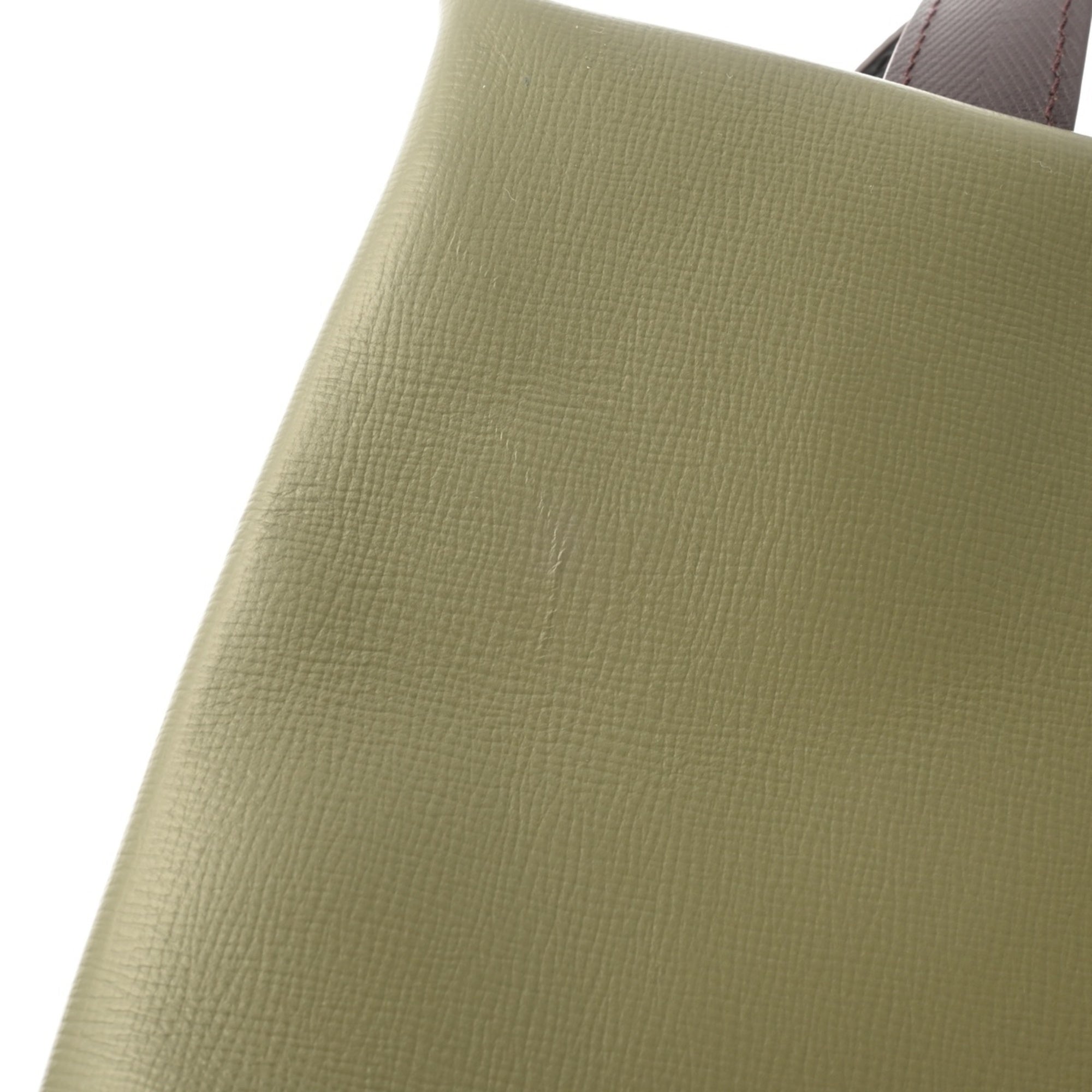 Louis Vuitton Green Khaki Leather Tote Bag (Pre-Owned)