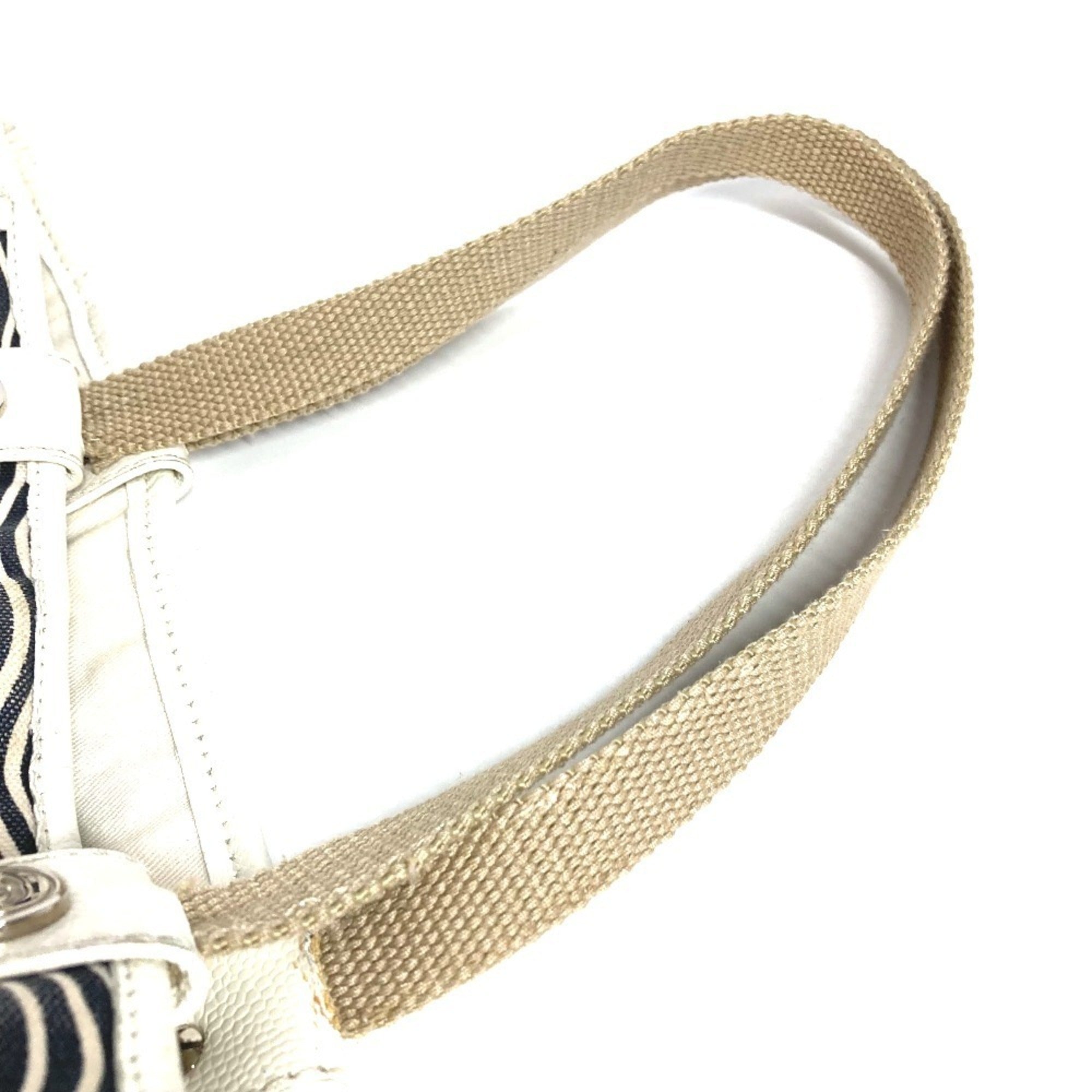 Chanel Ivory Cotton Shoulder Bag Tote Bag (Pre-Owned)
