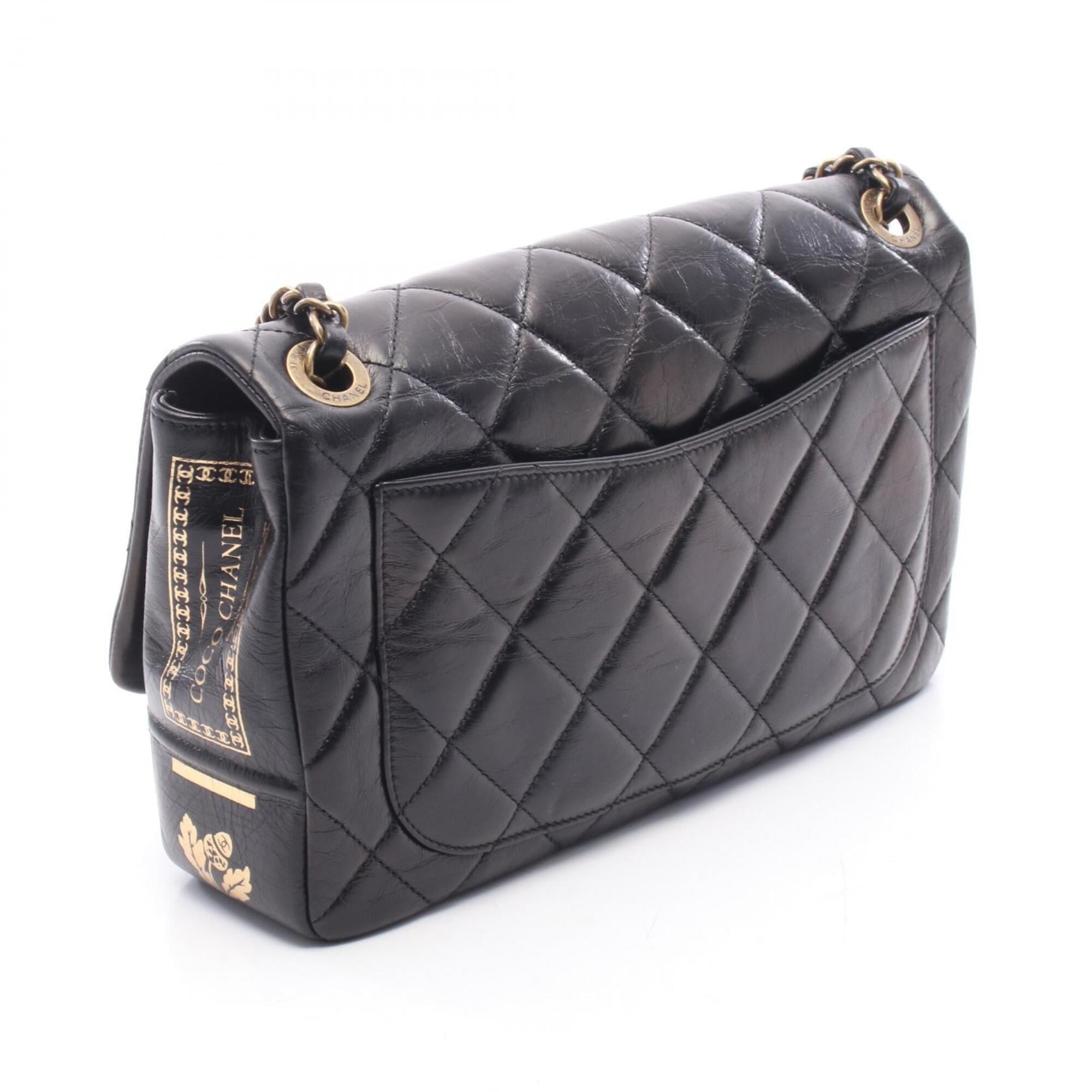 Chanel Matelasse Black Leather Handbag Shoulder Bag (Pre-Owned)