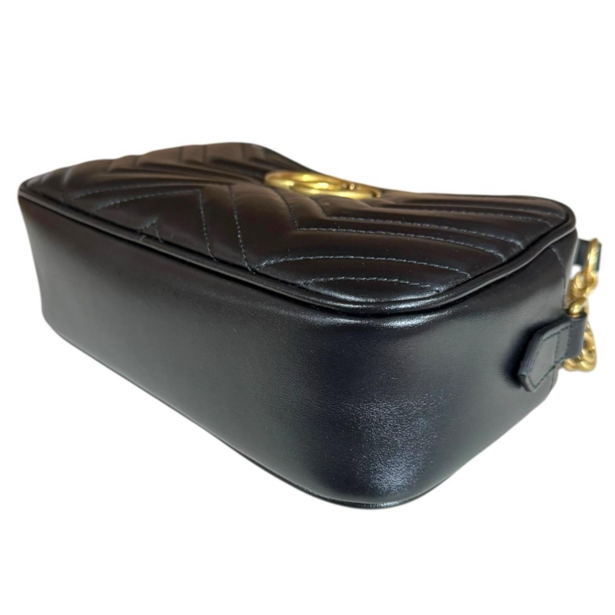 Gucci Gg Marmont Black Leather Shoulder Bag (Pre-Owned)