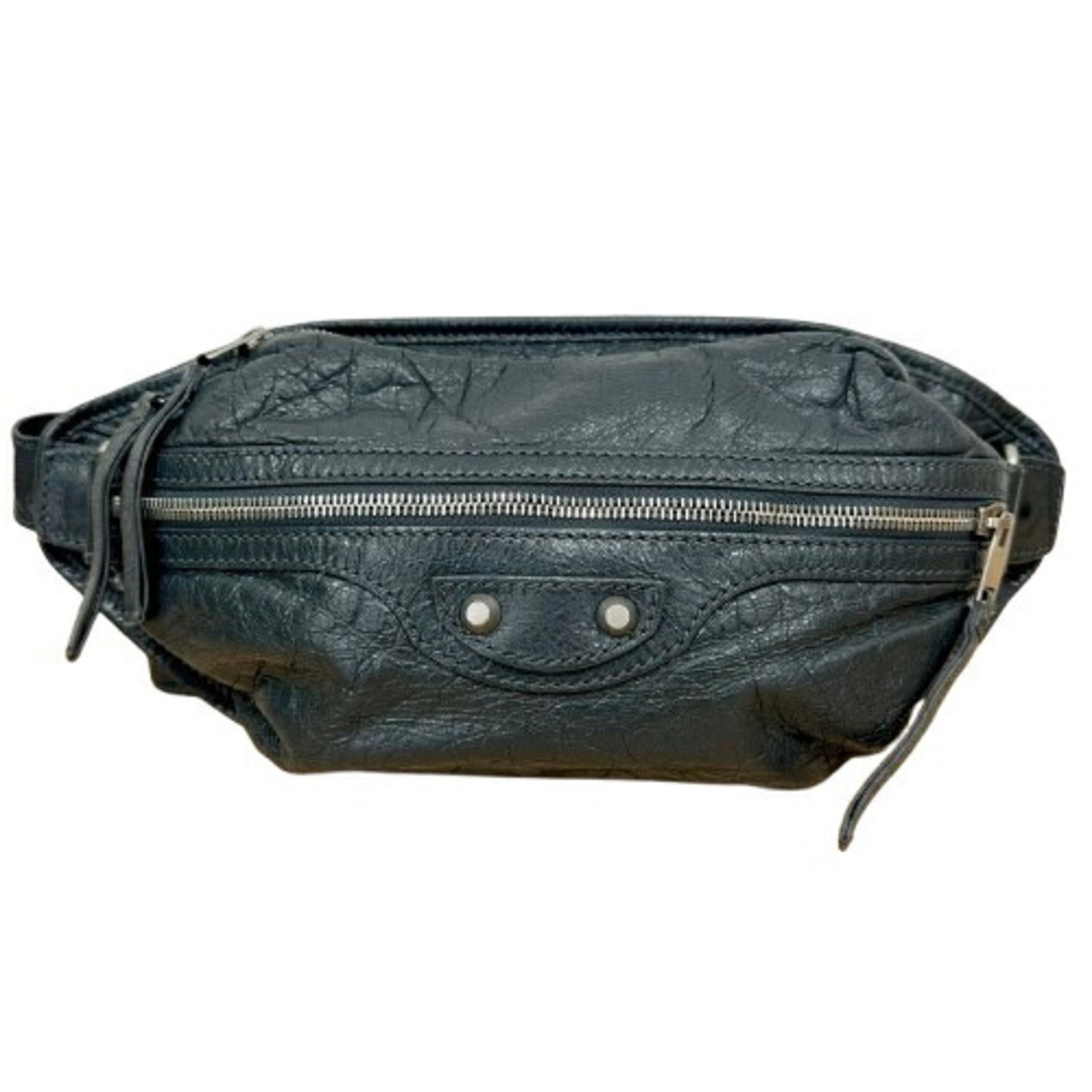 Balenciaga Gray Leather Fanny Pack Sling Bag (Pre-Owned)