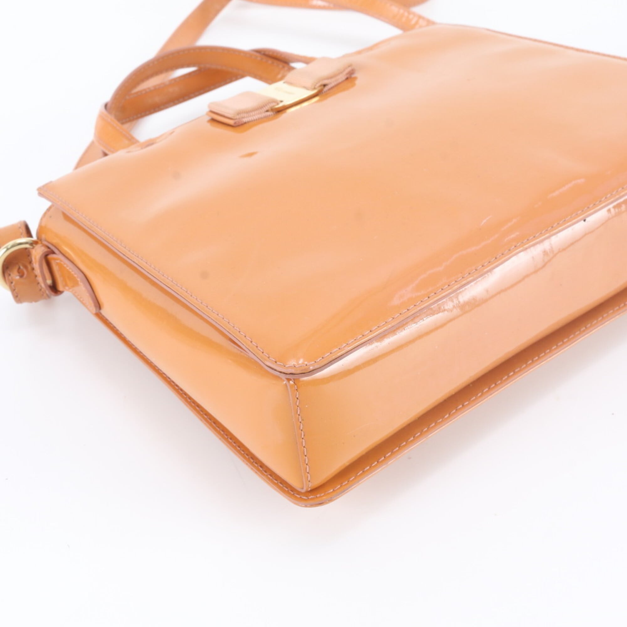 Salvatore Ferragamo Orange Leather Handbag Shoulder Bag Tote Bag (Pre-Owned)