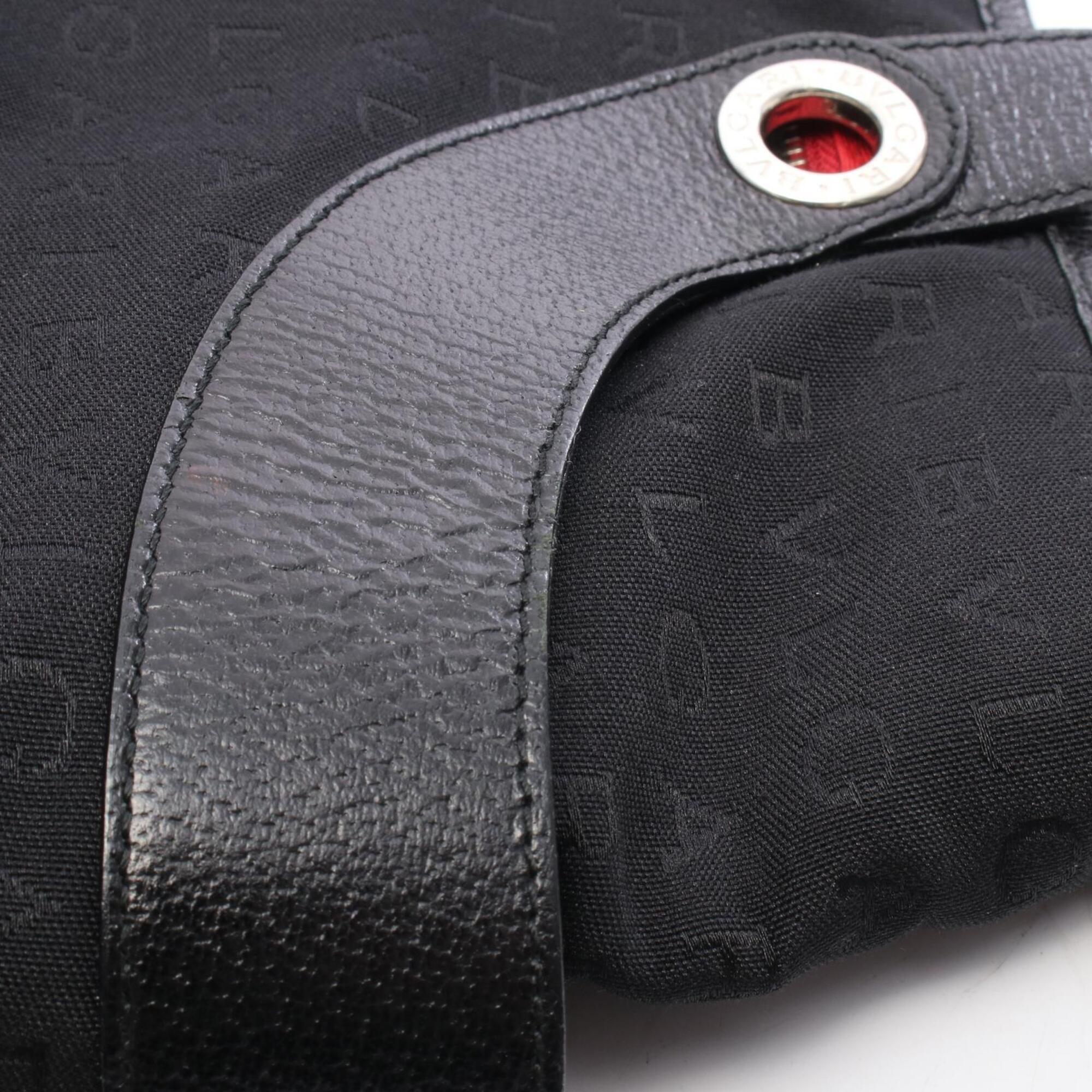 Bvlgari Logomania Black Canvas Leather Tote Bag (Pre-Owned)