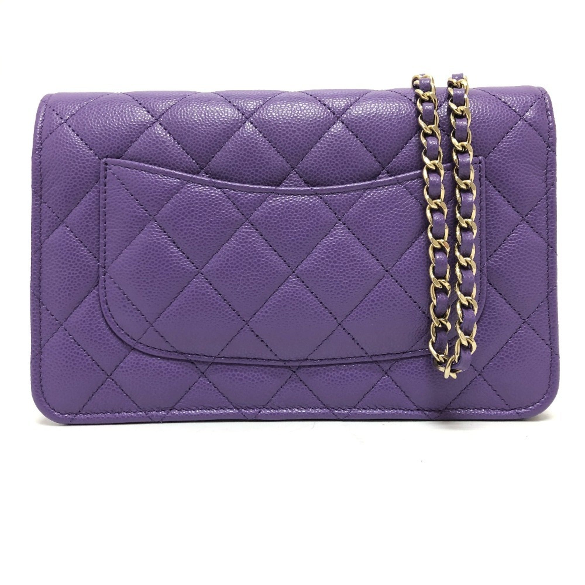 Chanel Matelasse Purple Caviar Leather Shoulder Bag (Pre-Owned)