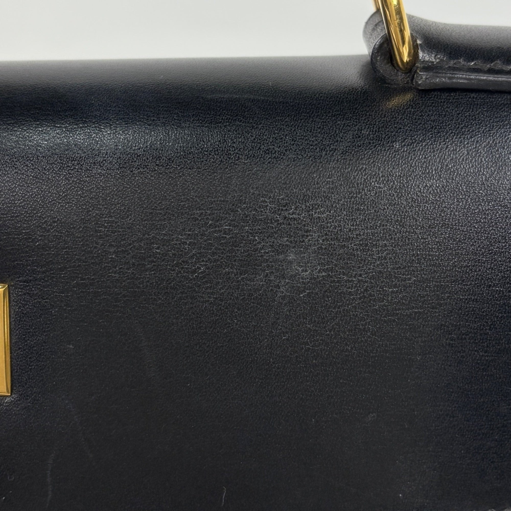 Hermes Black Box Calf Leather Handbag (Pre-Owned)