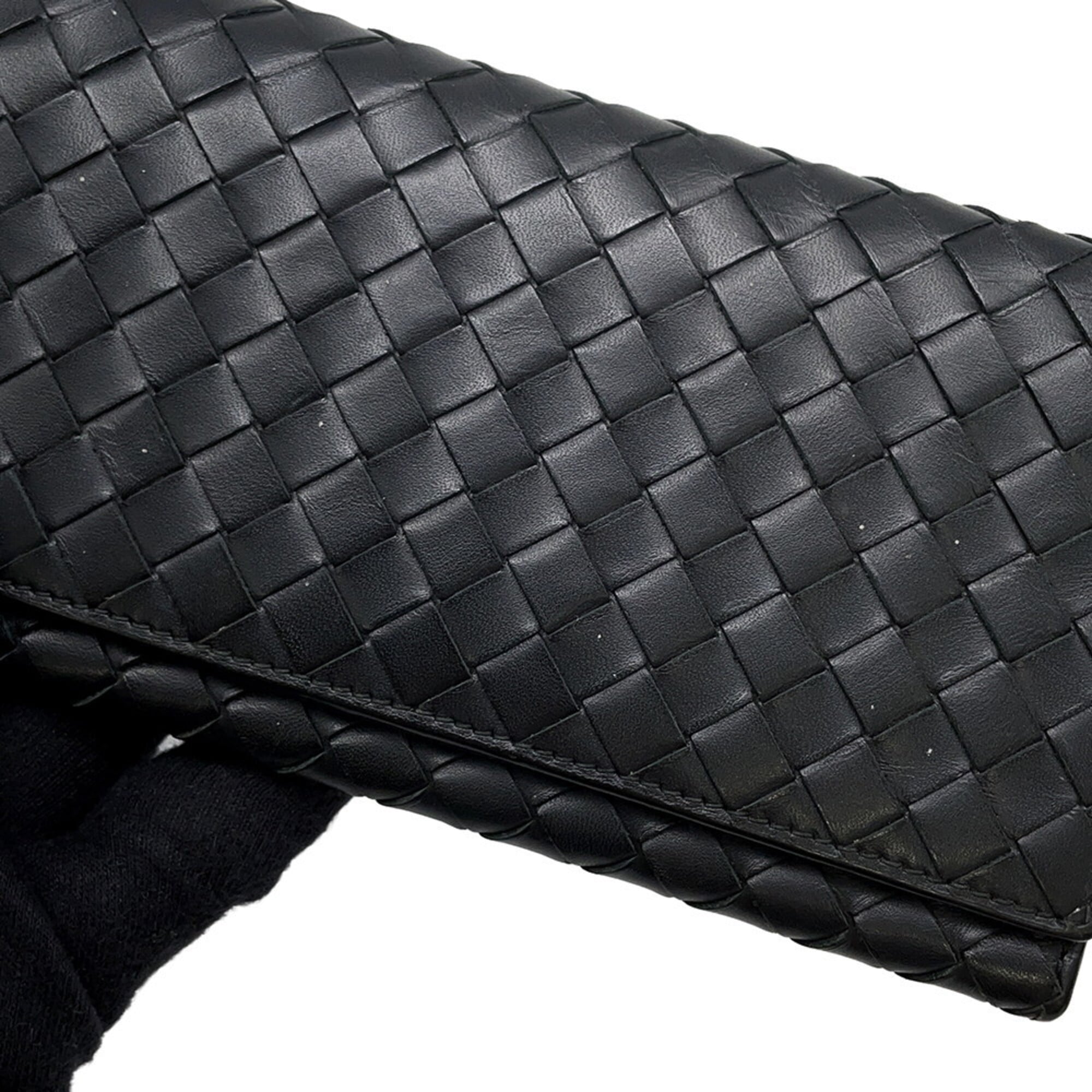 Bottega Veneta Black Leather Long Wallet (Bi-Fold) (Pre-Owned)