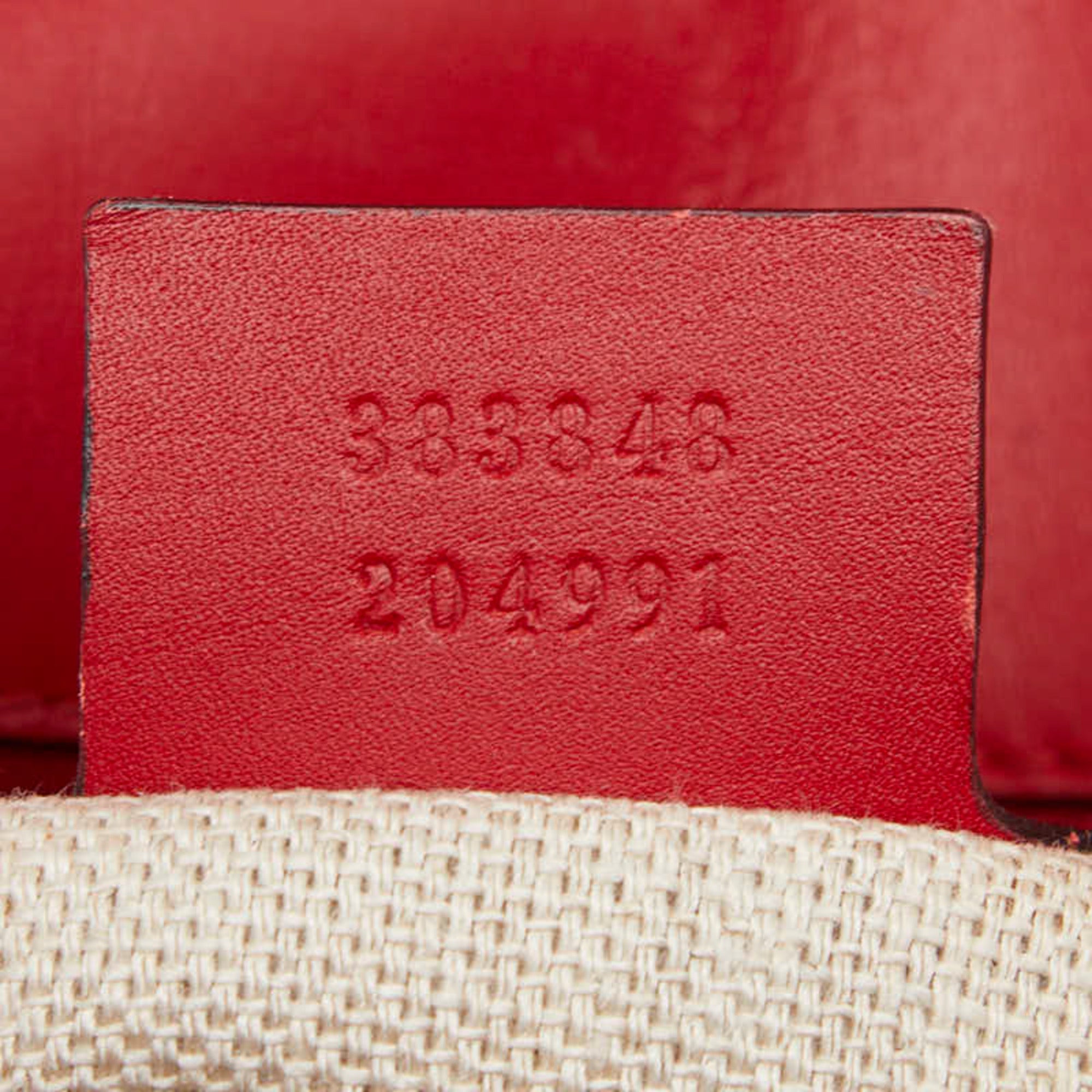 Gucci Beige Red Color Canvas Leather Shoulder Bag (Pre-Owned)