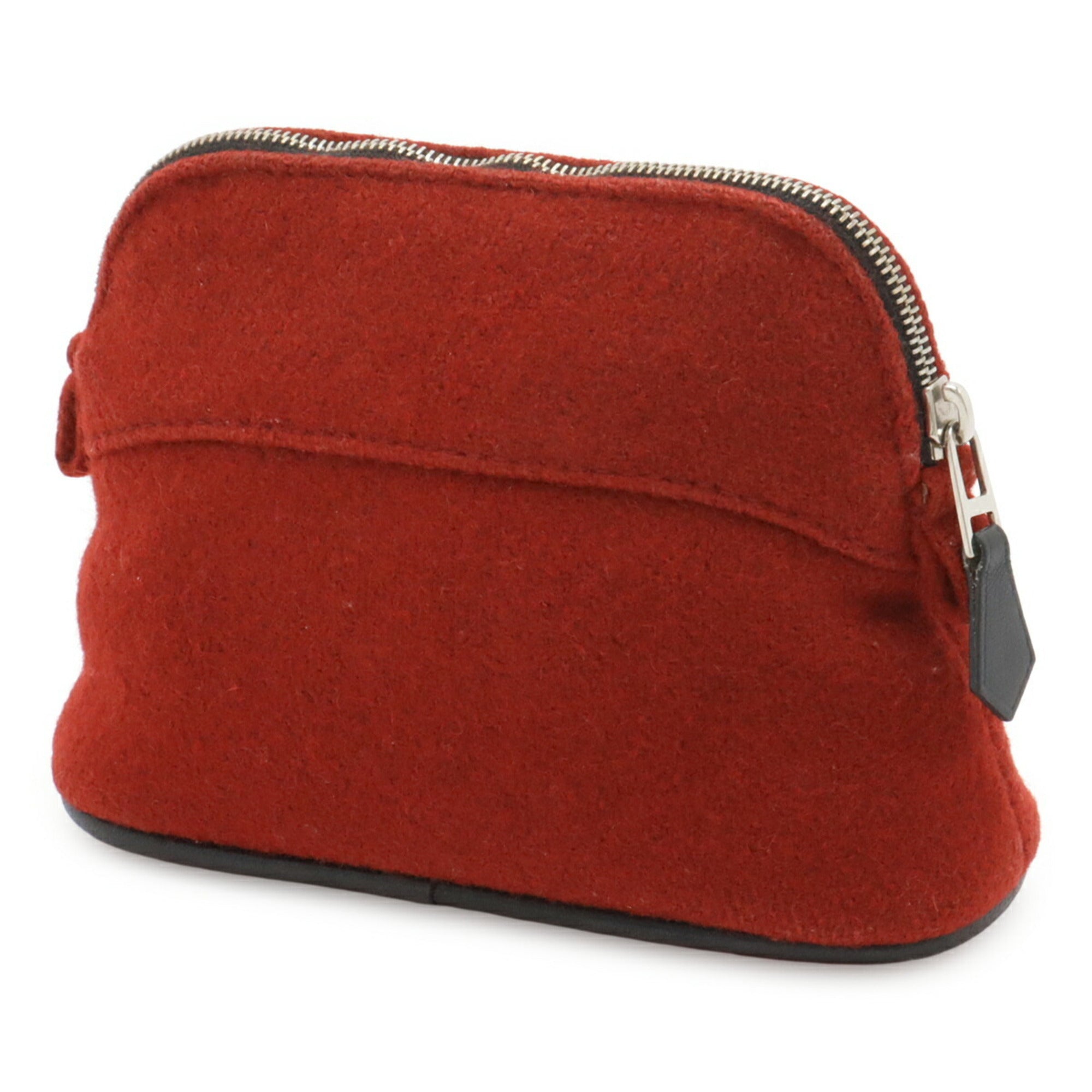 Hermes Black Red Color Felt Handbag Pouch (Pre-Owned)