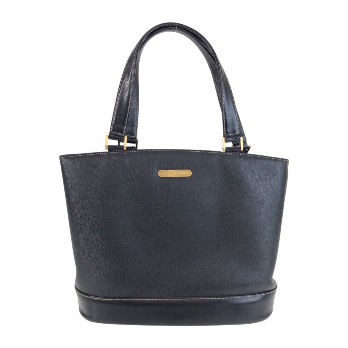 Burberry Black Leather Handbag Tote Bag (Pre-Owned)