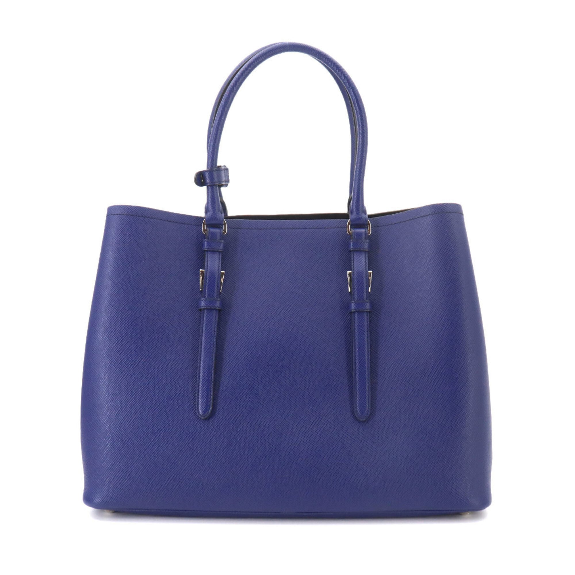 Prada Blue Saffiano Triangle Handbag Tote Bag (Pre-Owned)