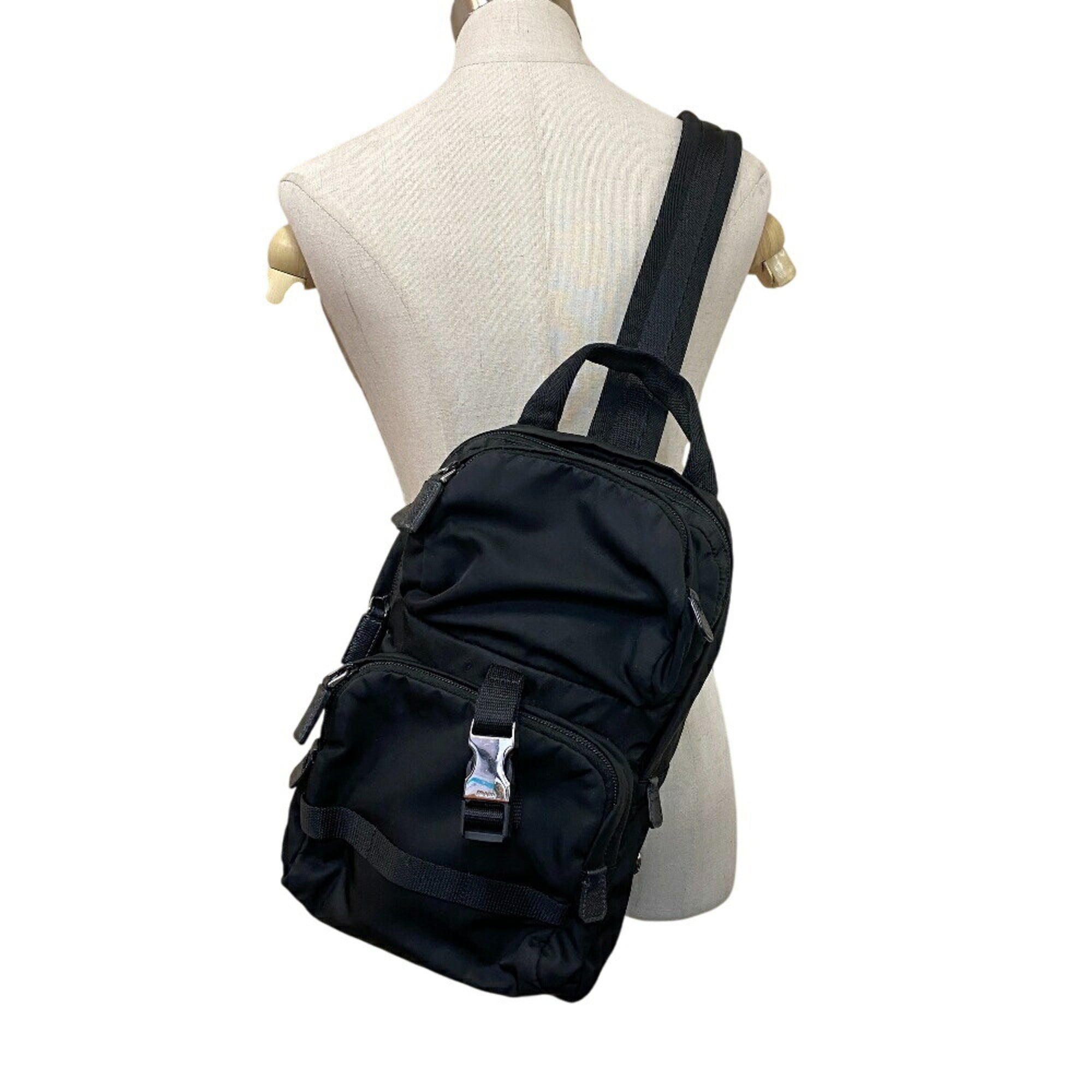 Prada Black Nylon Shoulder Bag Sling Bag (Pre-Owned)
