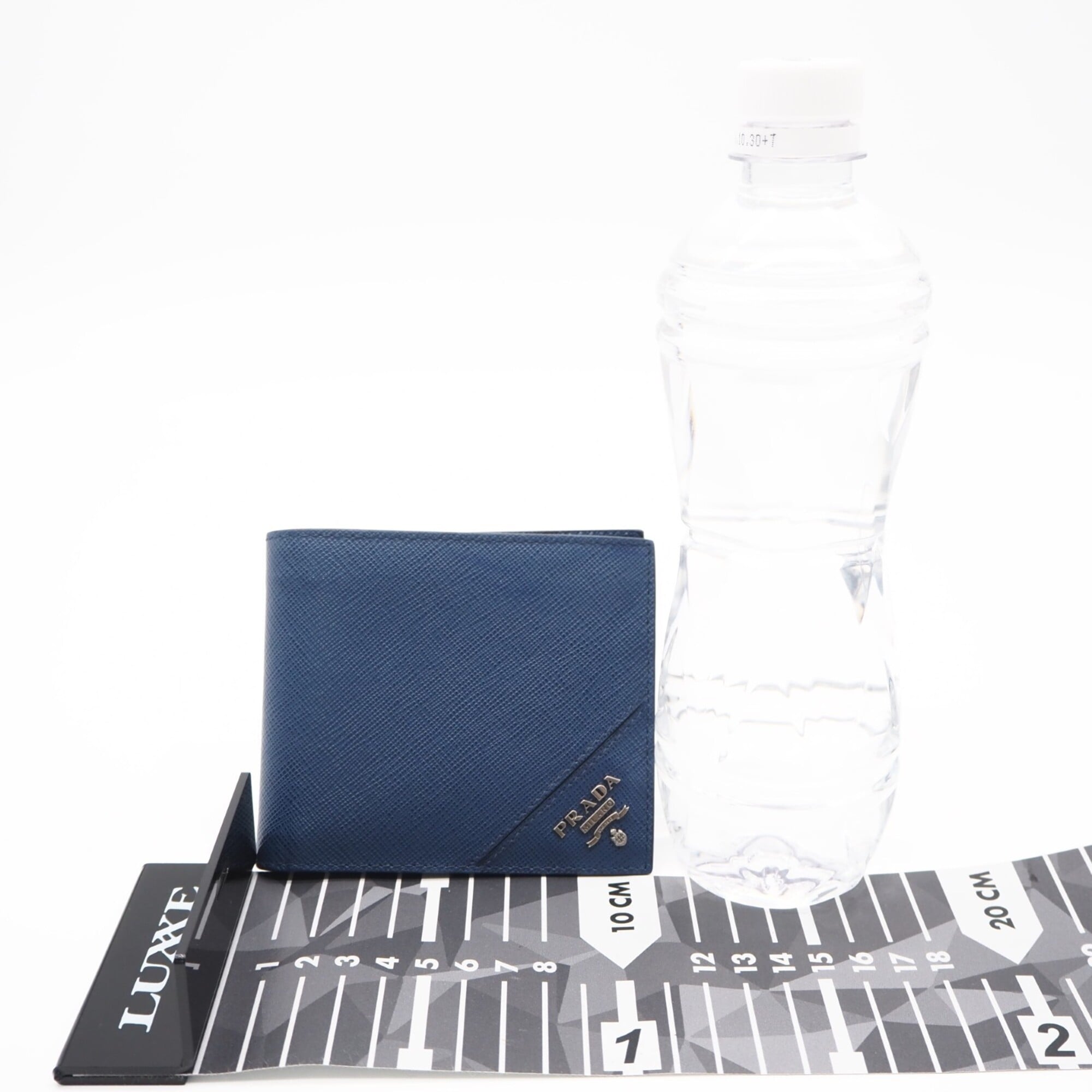 Prada Saffiano Blue Leather Bill Wallet (Bi-Fold) (Pre-Owned)