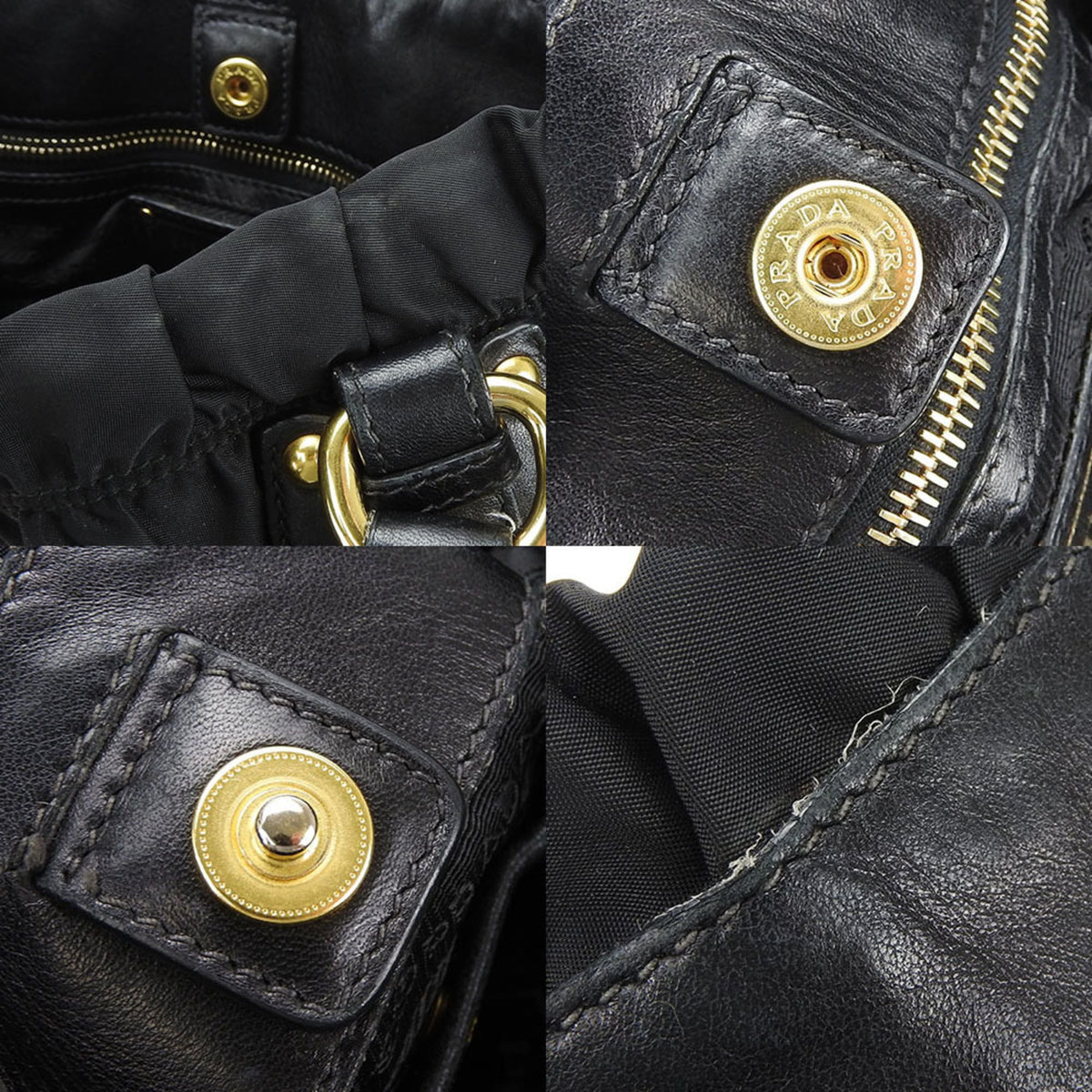 Prada Black Nylon Leather Handbag (Pre-Owned)