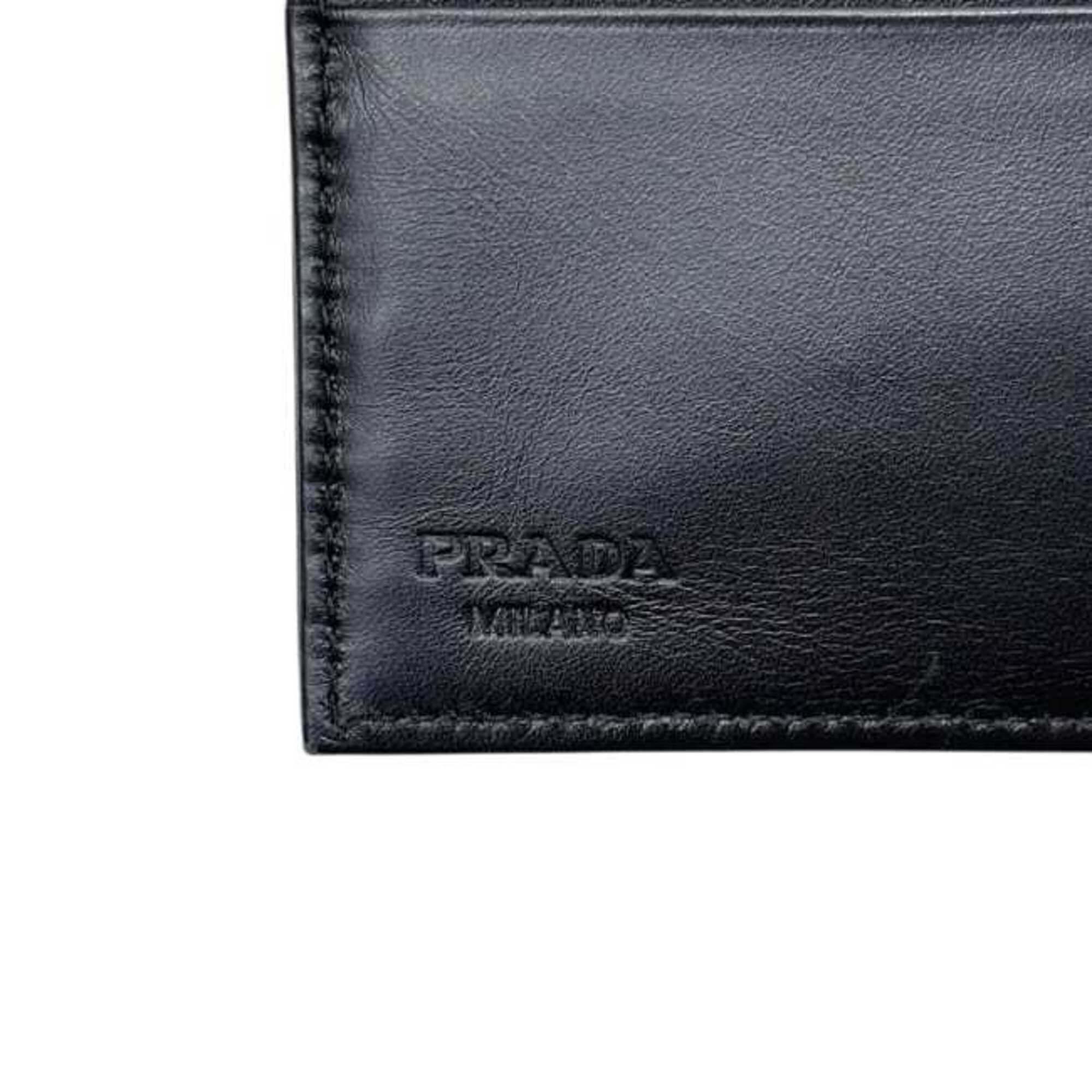 Prada Black Nero Nylon Leather Wallet (Bi-Fold) (Pre-Owned)