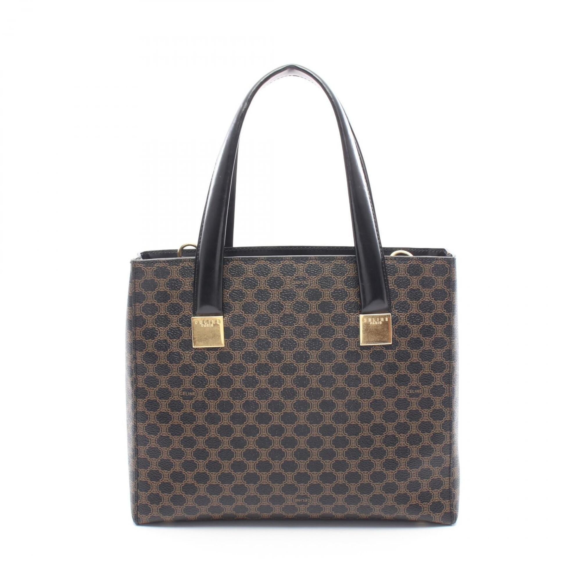 Celine Black Brown Coated Canvas Leather Handbag (Pre-Owned)