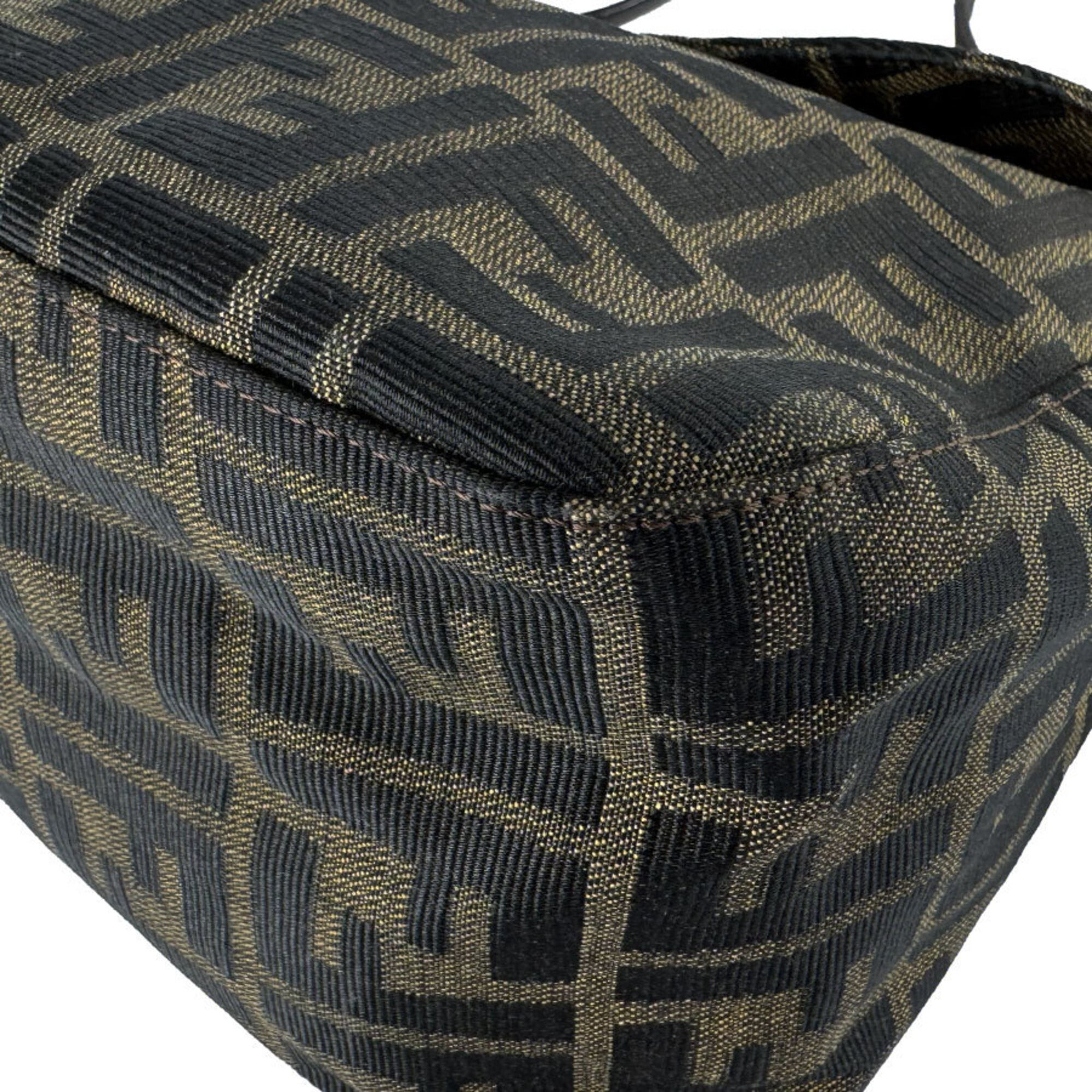 Fendi Brown Nylon Canvas Leather Handbag (Pre-Owned)