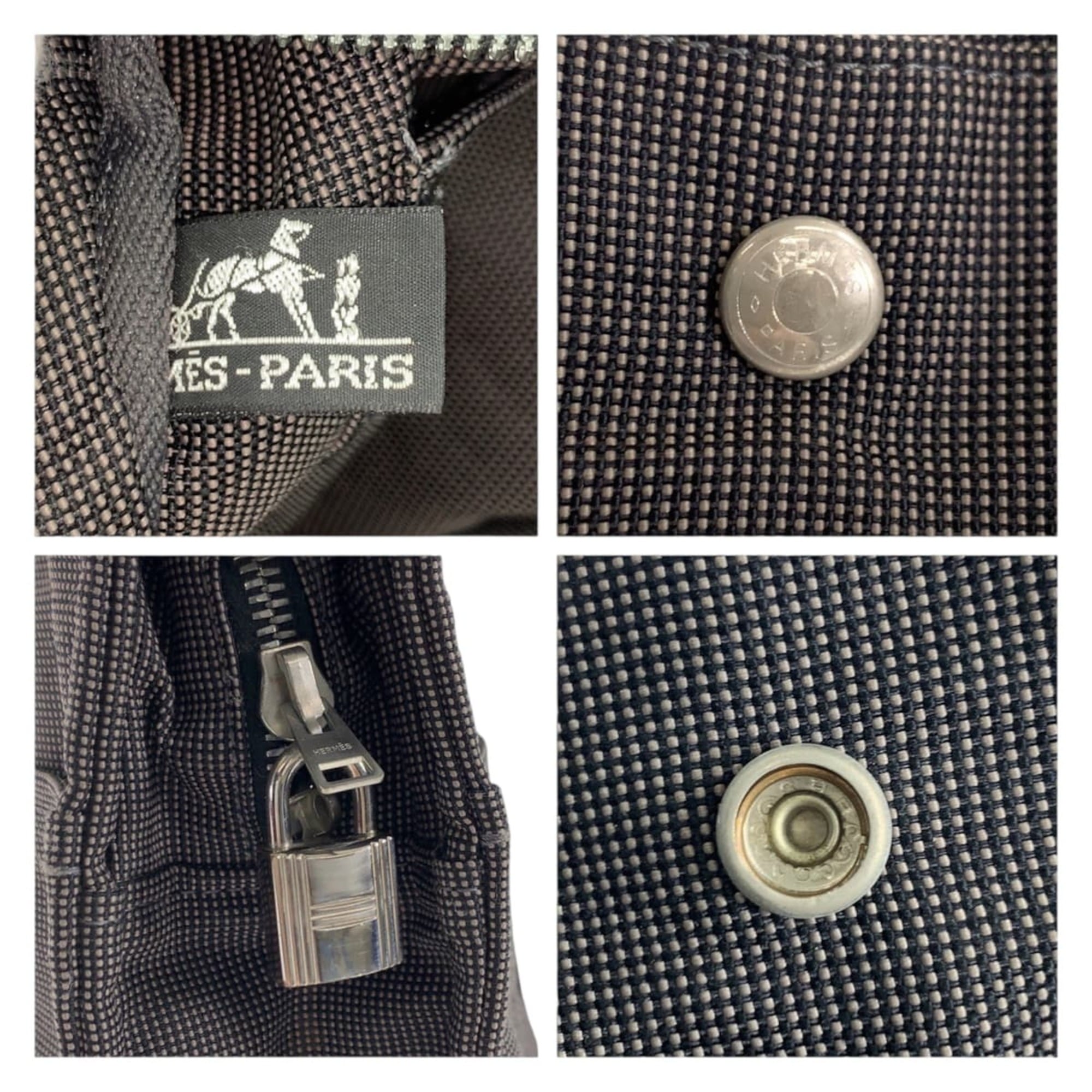 Hermes Her Line Gray Polyamide Polyester Handbag Tote Bag (Pre-Owned)