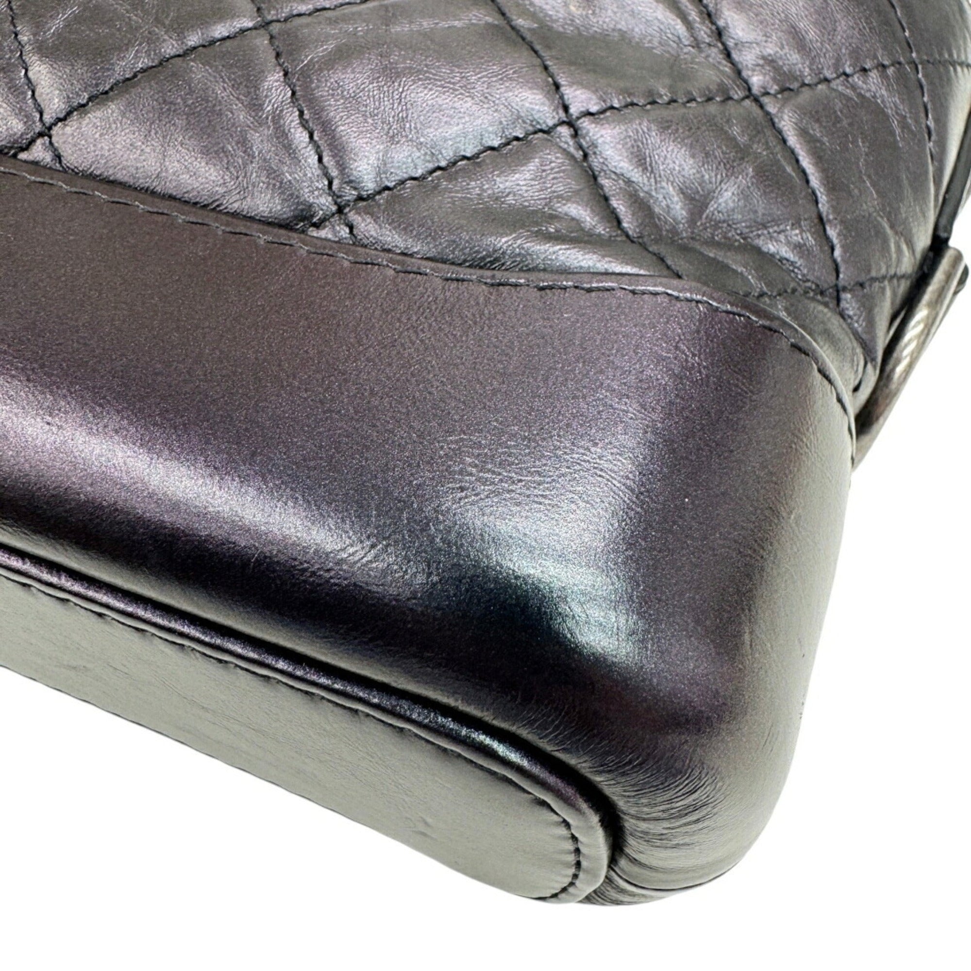 Chanel Metallic Black Leather Shoulder Bag (Pre-Owned)