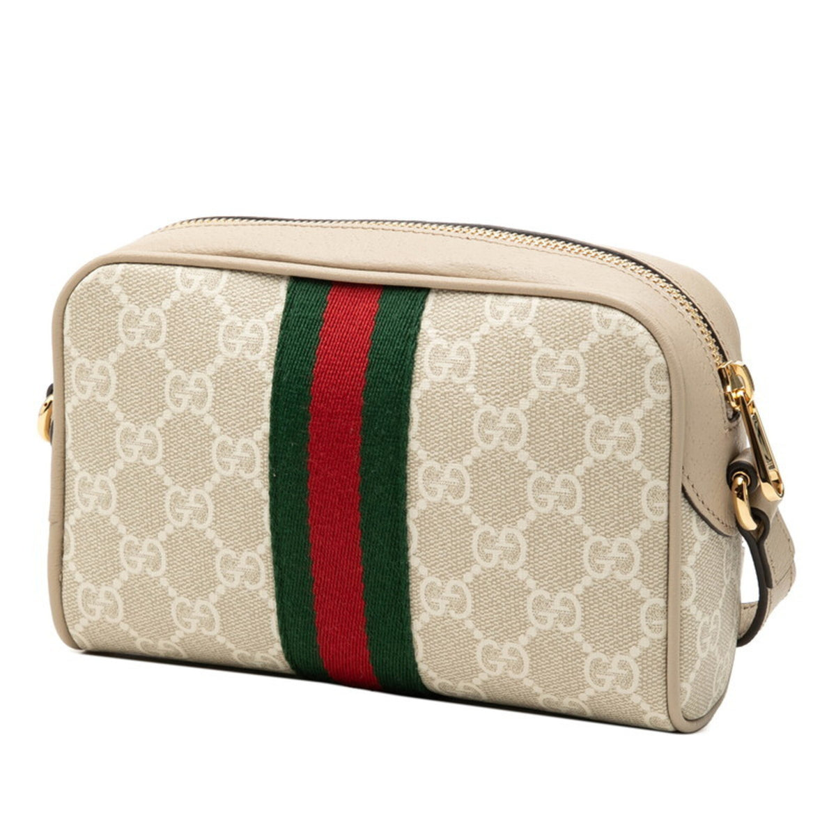 Gucci Sherry Line Beige White Pvc Leather Shoulder Bag (Pre-Owned)