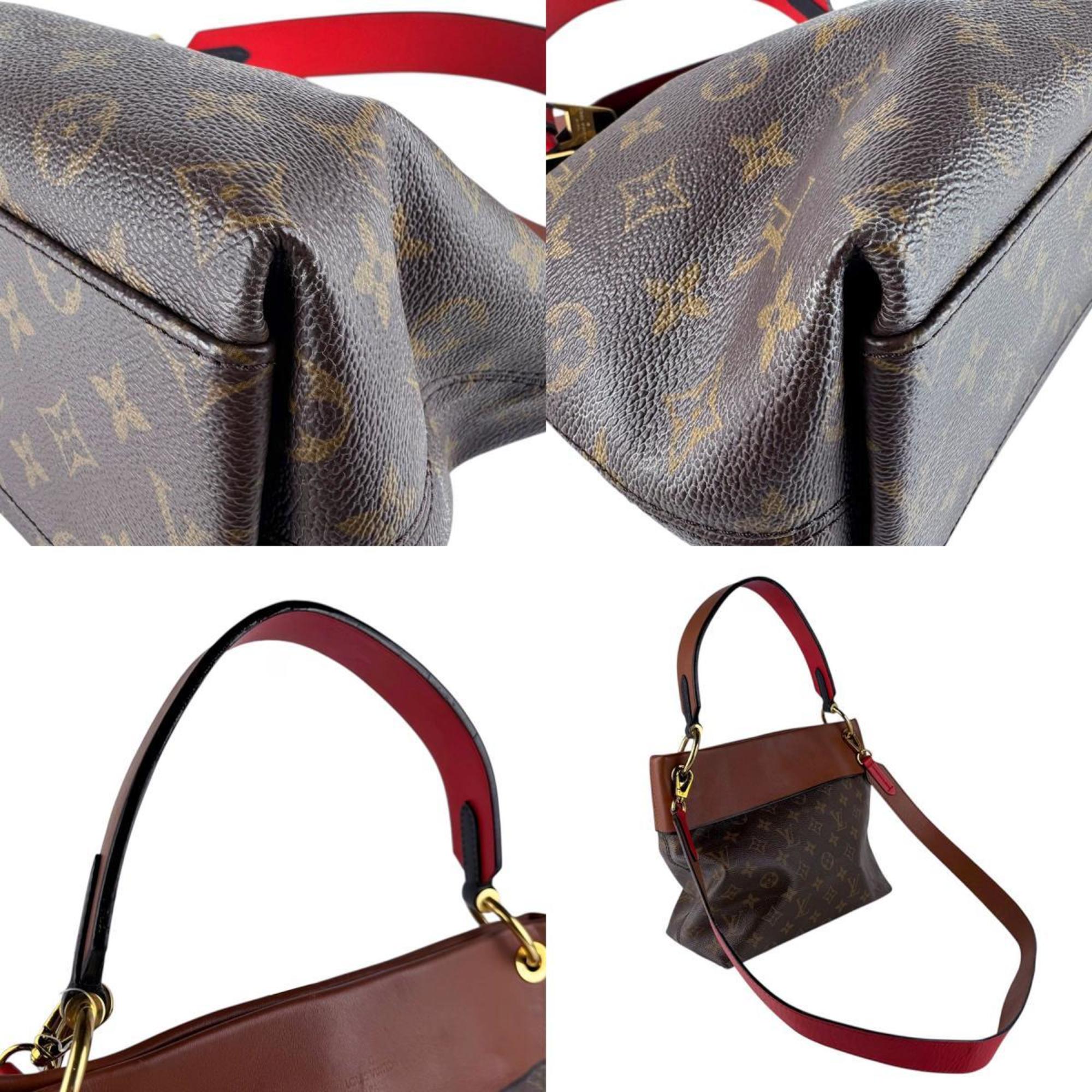 Louis Vuitton Brown Red Color Monogram Handbag Shoulder Bag (Pre-Owned)