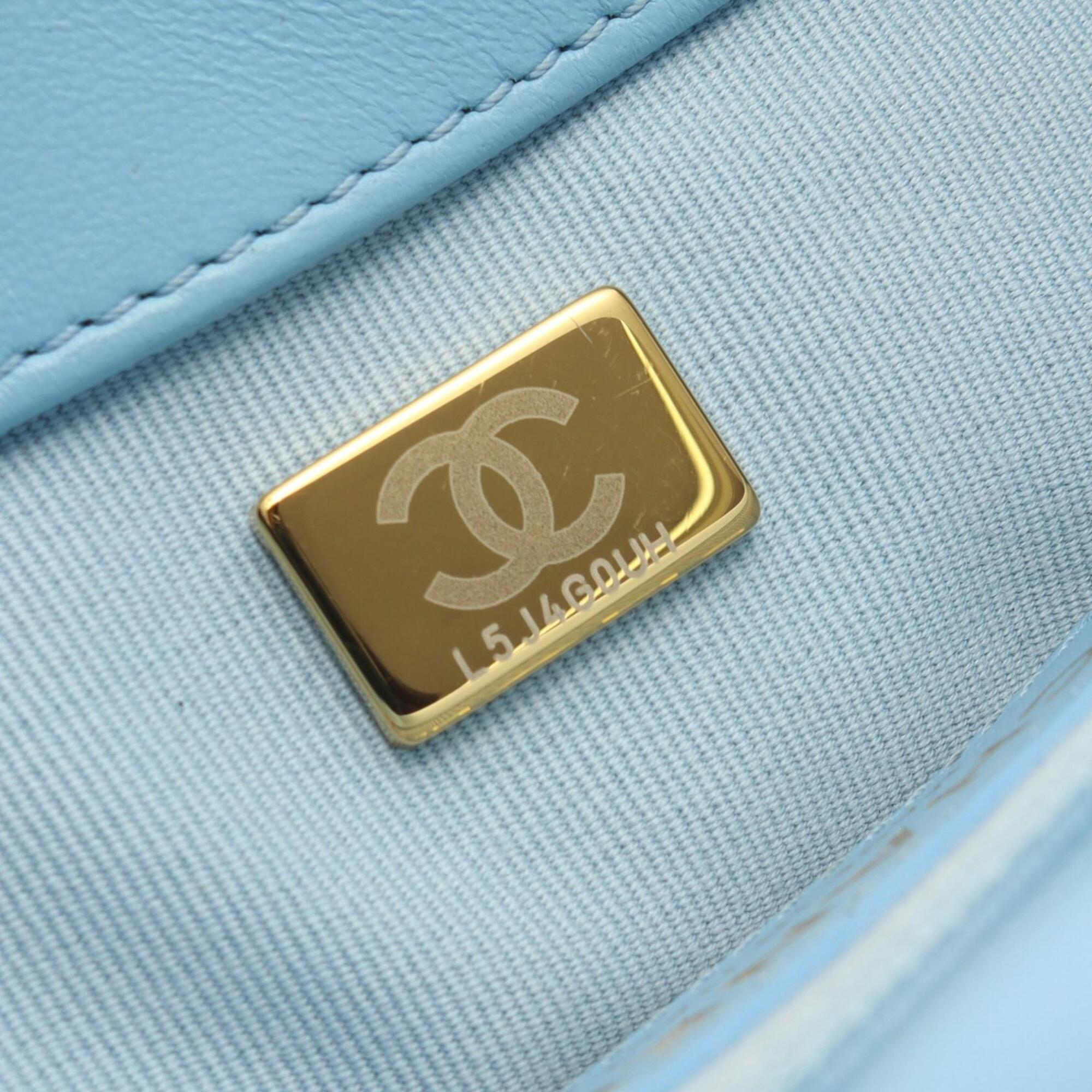 Chanel Blue Leather Handbag Shoulder Bag (Pre-Owned)