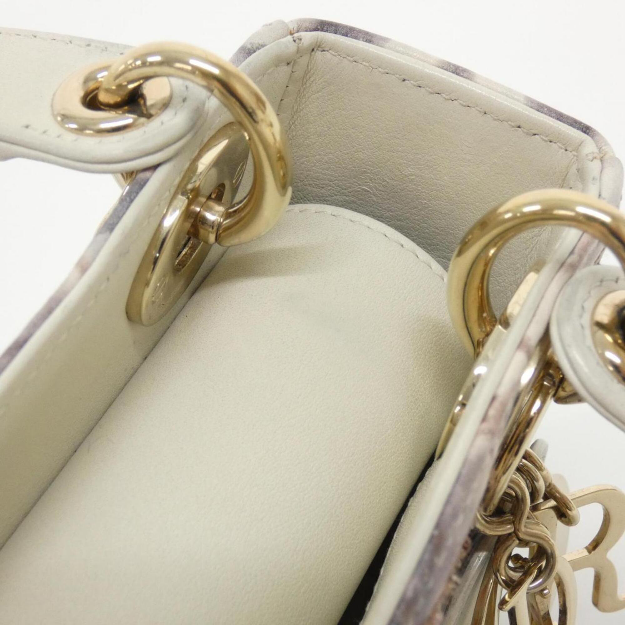 Christian Dior Multi-Color White Beads Leather Handbag (Pre-Owned)