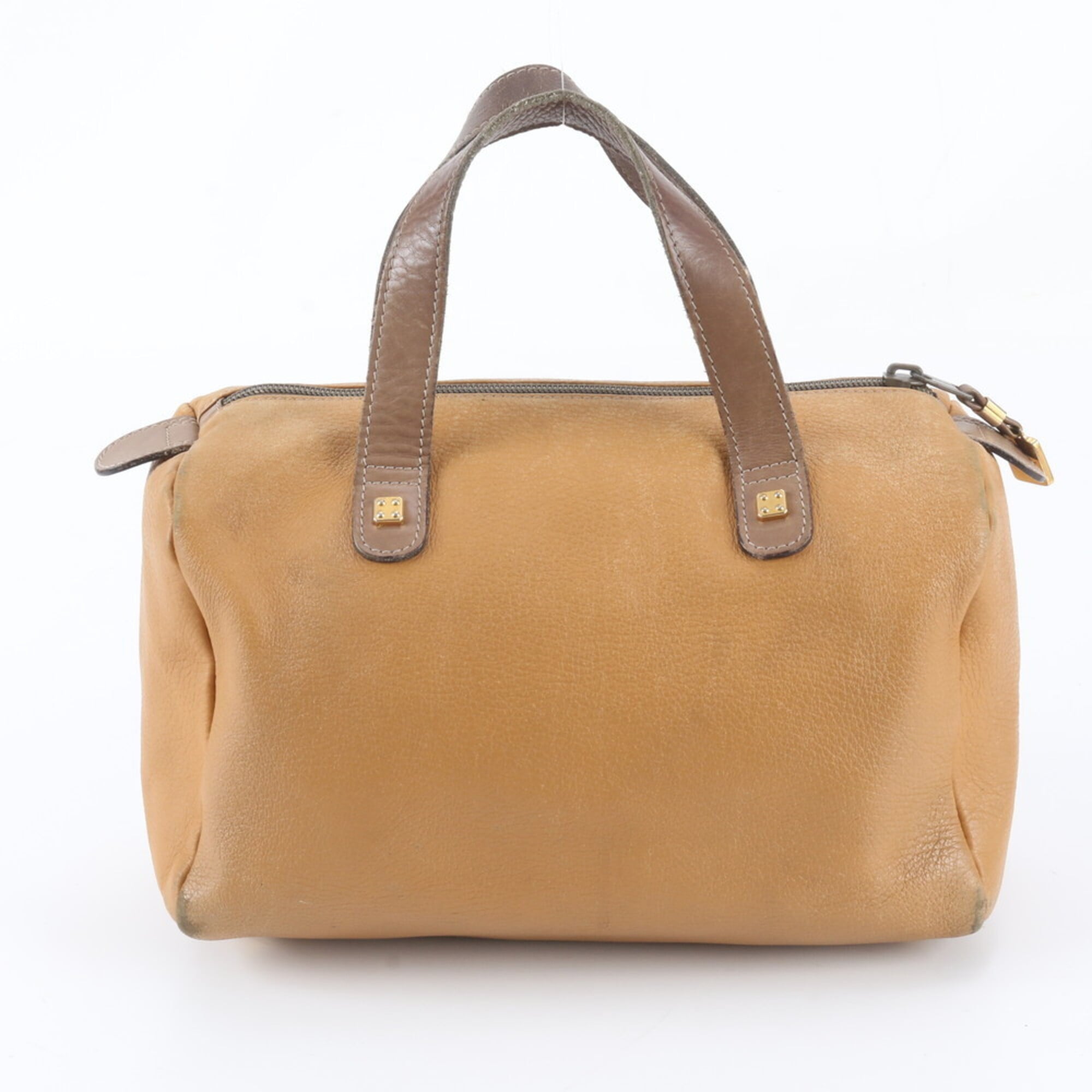 Loewe Light Brown Leather Boston Bag Handbag Tote Bag (Pre-Owned)