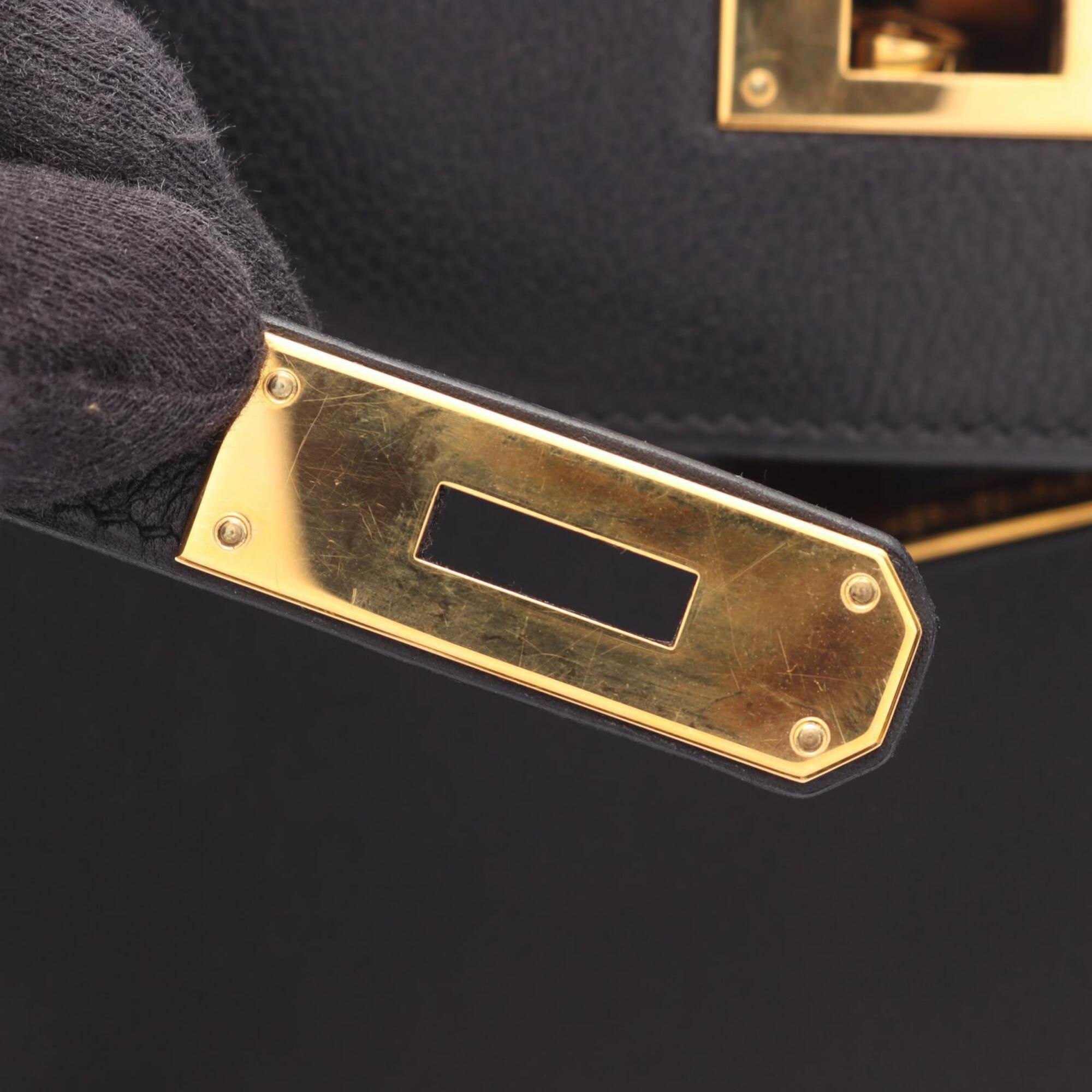 Hermes Black Evergrain Leather Handbag (Pre-Owned)