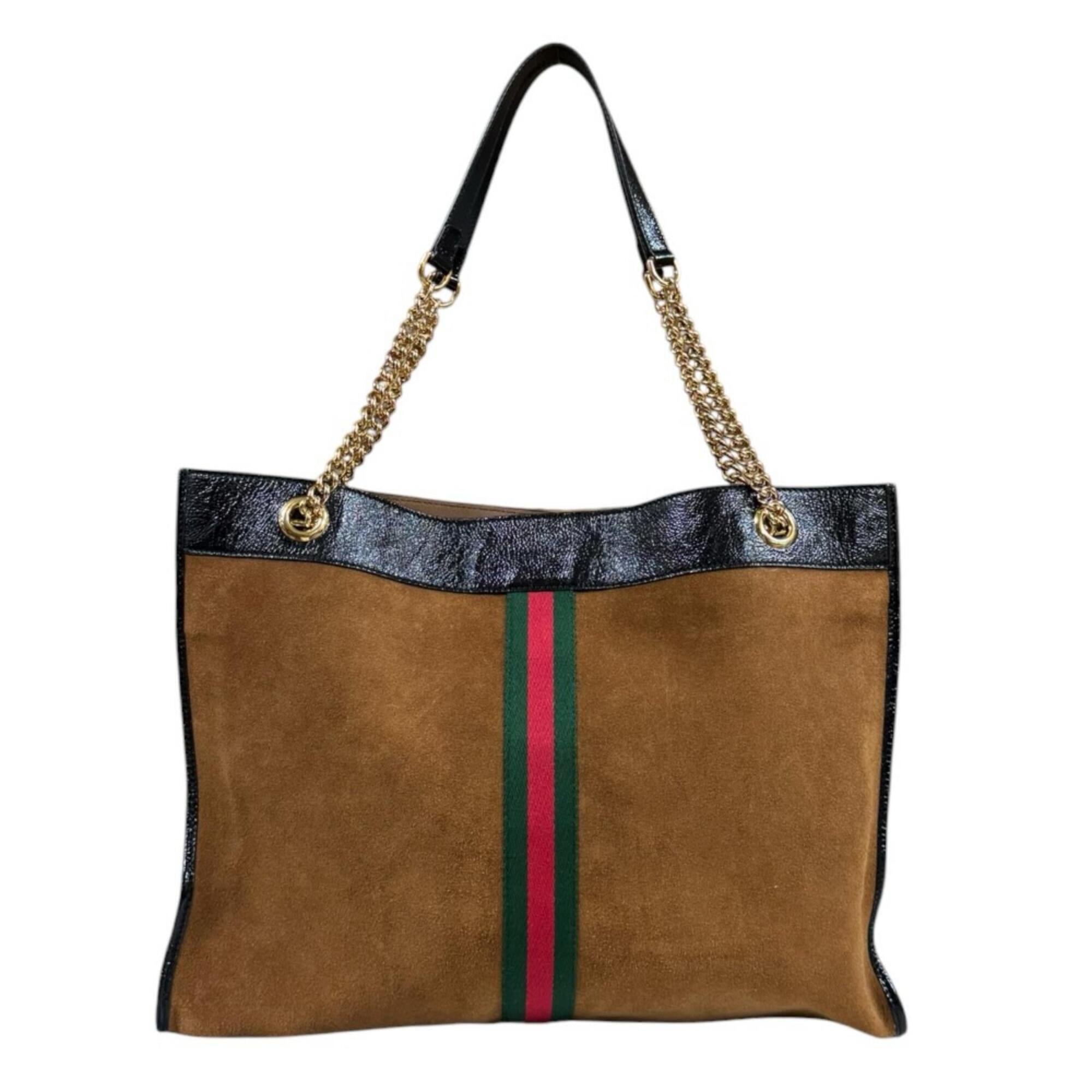 Gucci Black Brown Suede Leather Pouch Tote Bag (Pre-Owned)