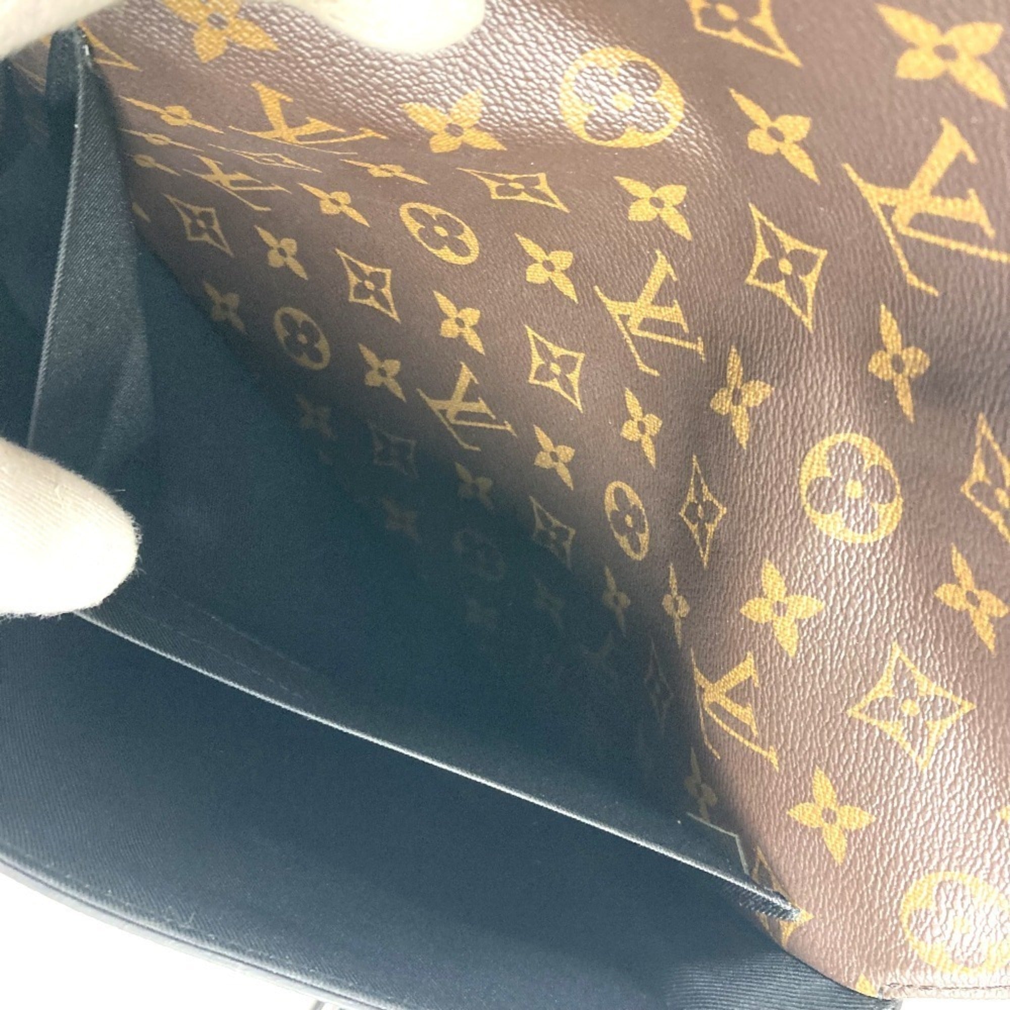 Louis Vuitton Brown Khaki Taiga Leather Leather Monogram Canvas Clutch Bag Pochette Pouch (Pre-Owned)