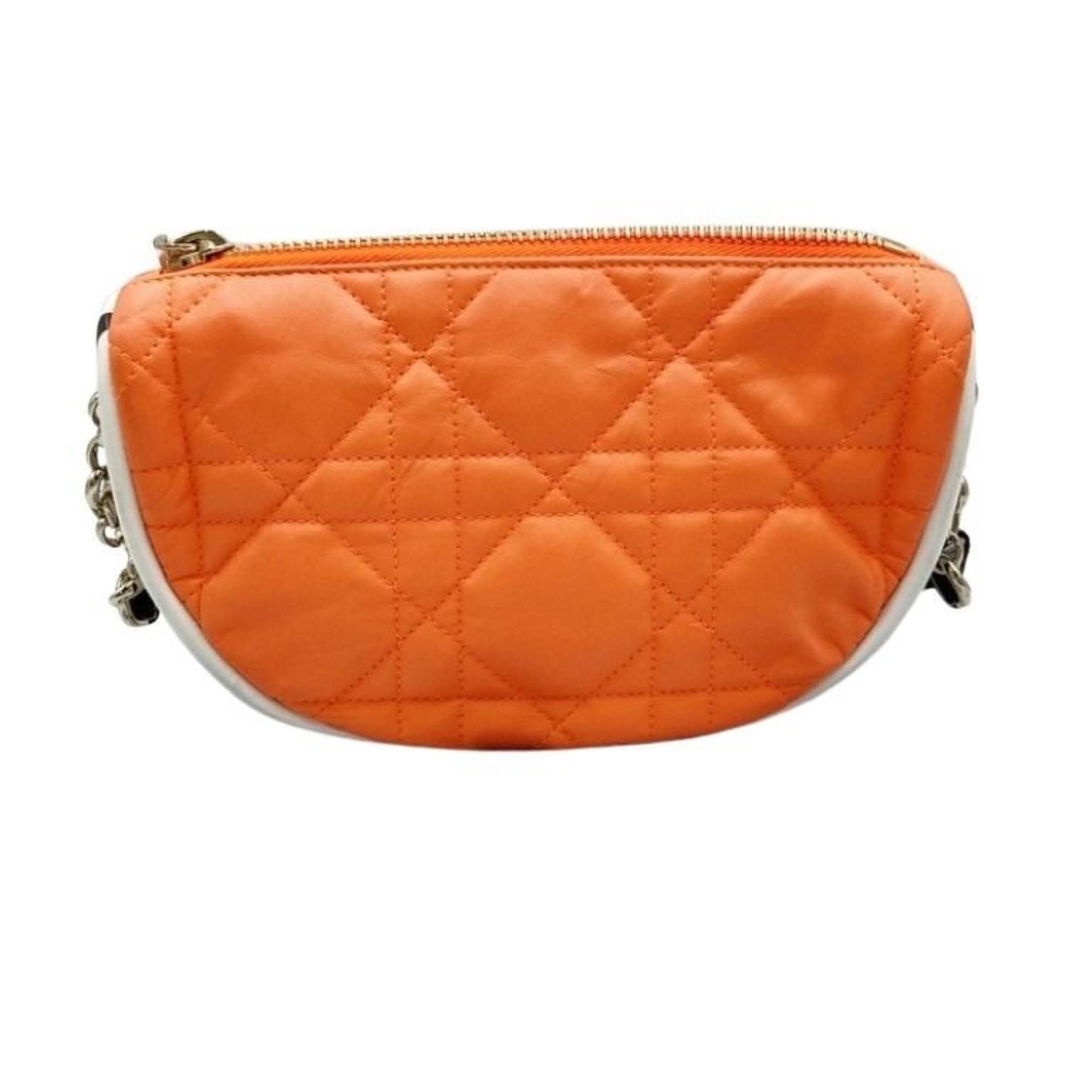 Christian Dior Orange White Leather Pochette Shoulder Bag (Pre-Owned)