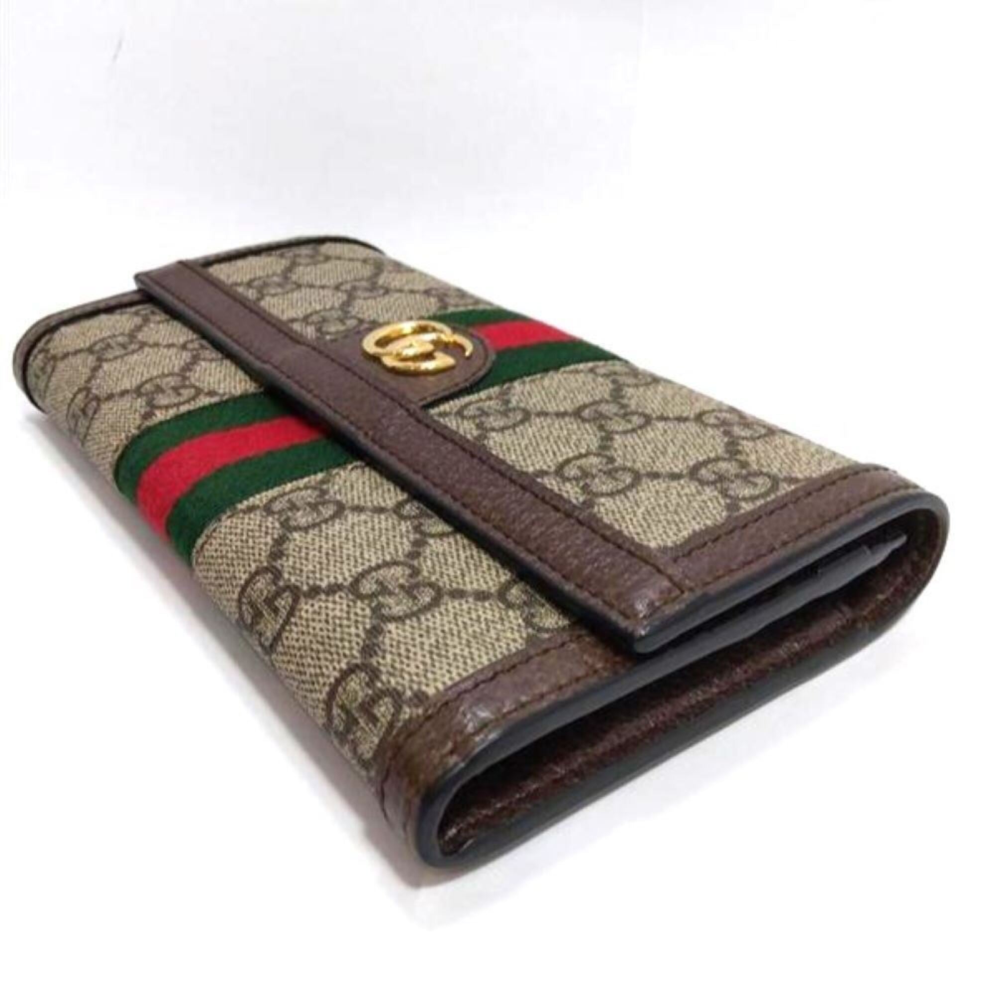 Gucci Black Brown Gg Supreme Canvas Long Wallet (Bi-Fold) (Pre-Owned)