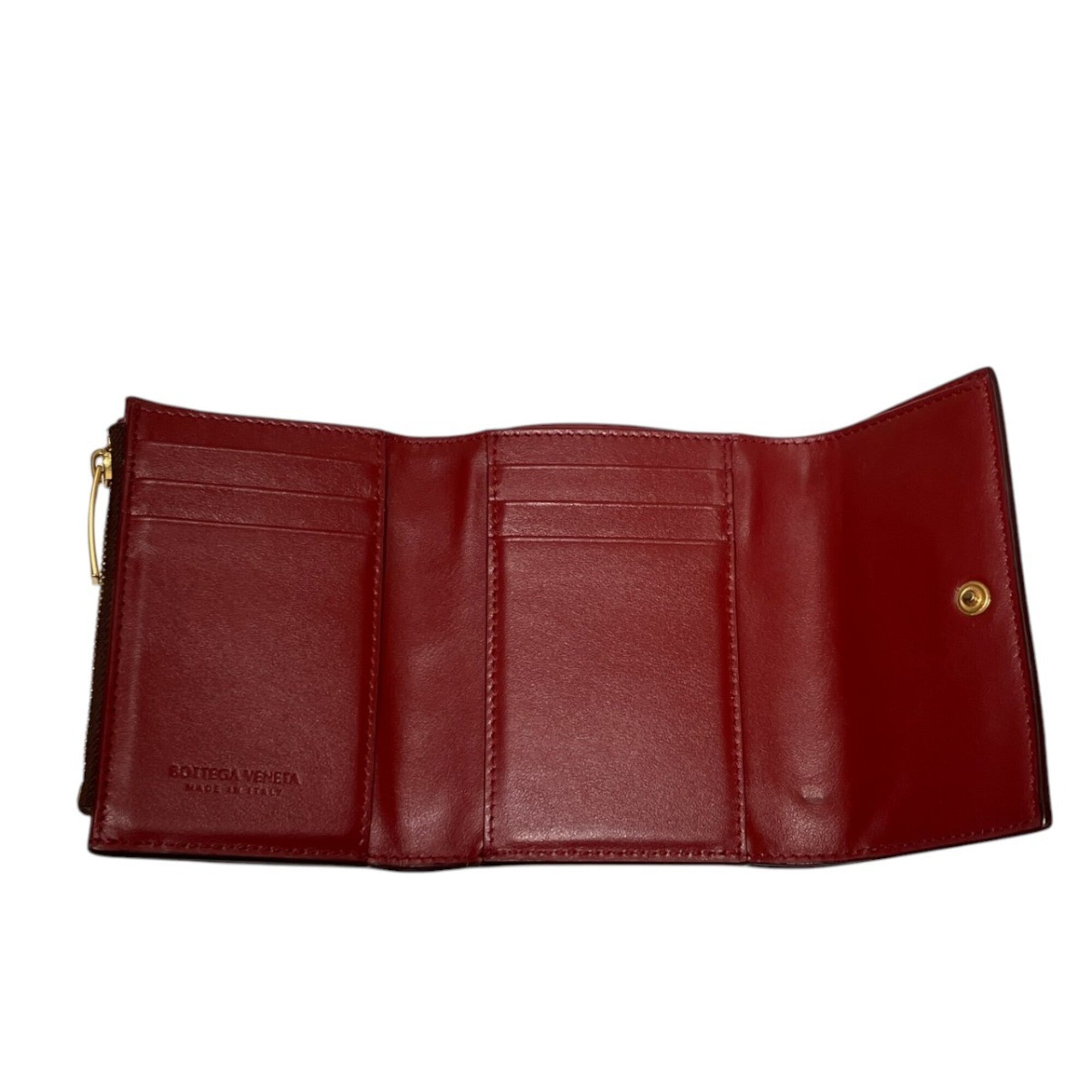 Bottega Veneta Bordeaux Leather Wallet (Tri-Fold) (Pre-Owned)